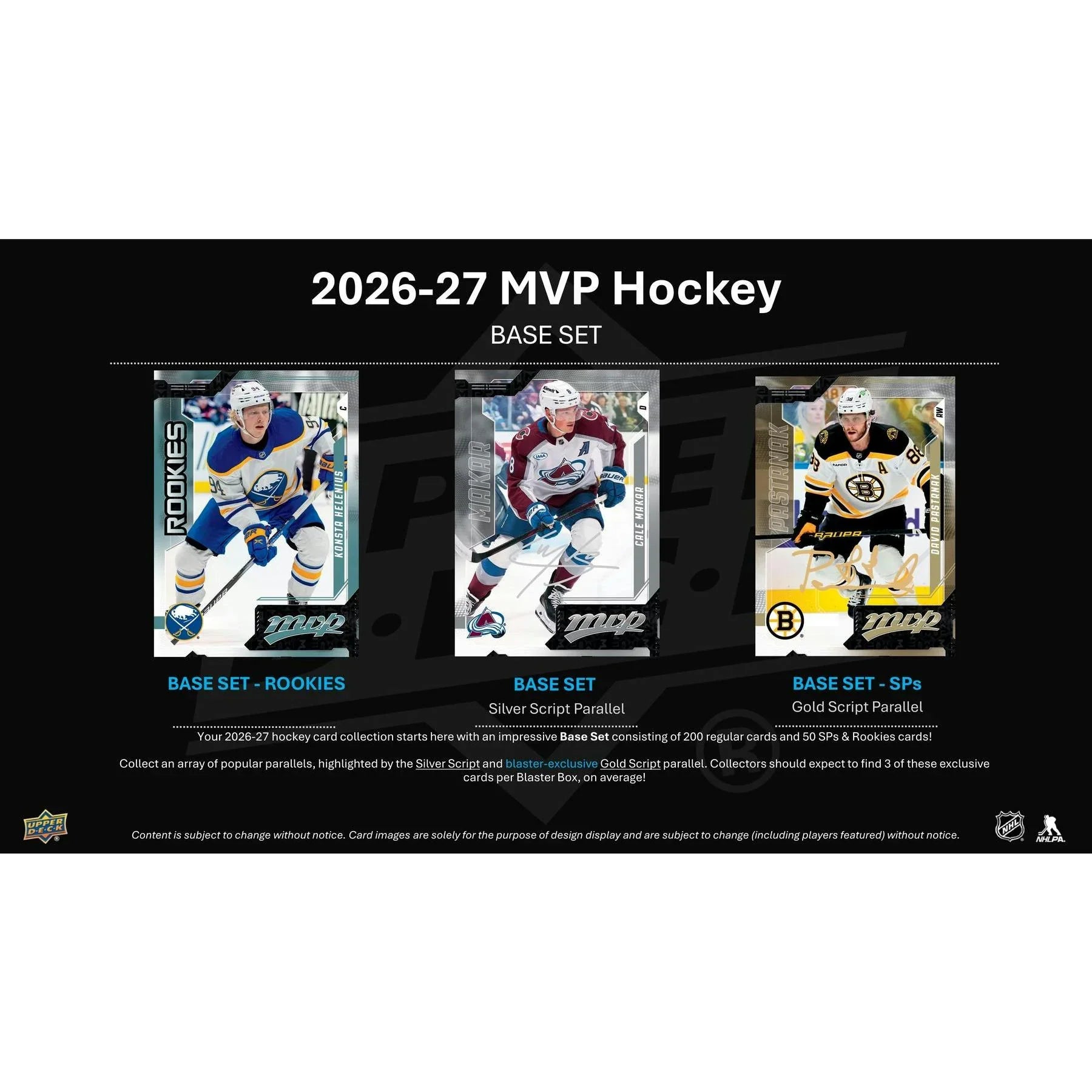 Upper Deck MVP 2026/27 Hockey 36 Pack Retail Box Presell Releases Aug 19th 2026 (Ships Sealed Only)