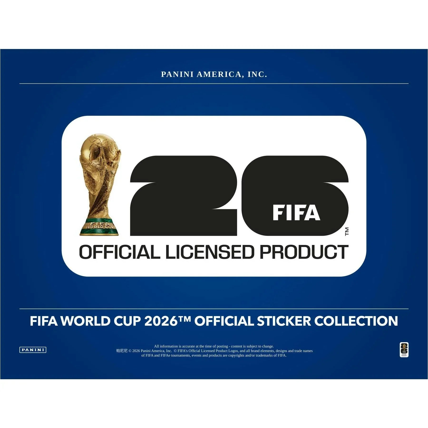 2026 Panini FIFA World Cup Soccer 25 Pack Sticker Box U S Version Presell Releases May 27th 2026 (Ships Sealed Only)