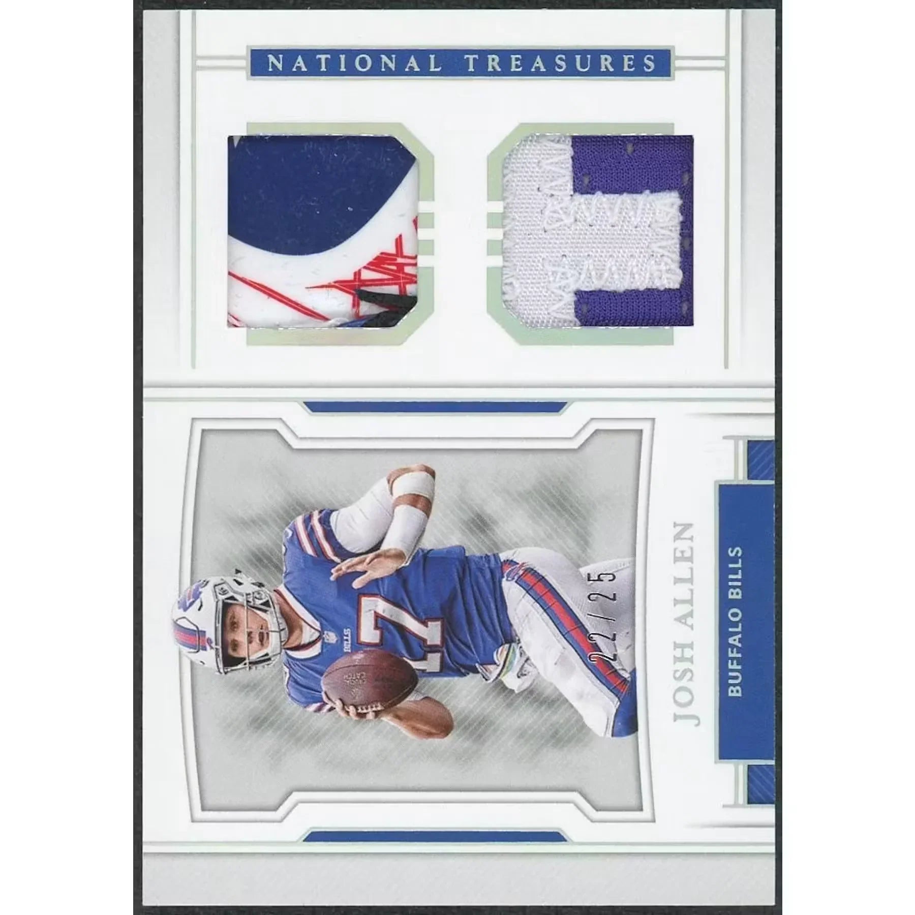 Josh Allen 2018 Panini National Treasures Dual Materials Card | Silver/25