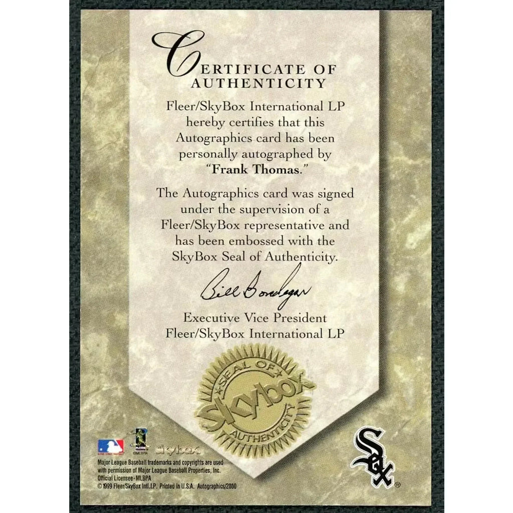 Frank Thomas Signed 1999 Skybox Autographics Card