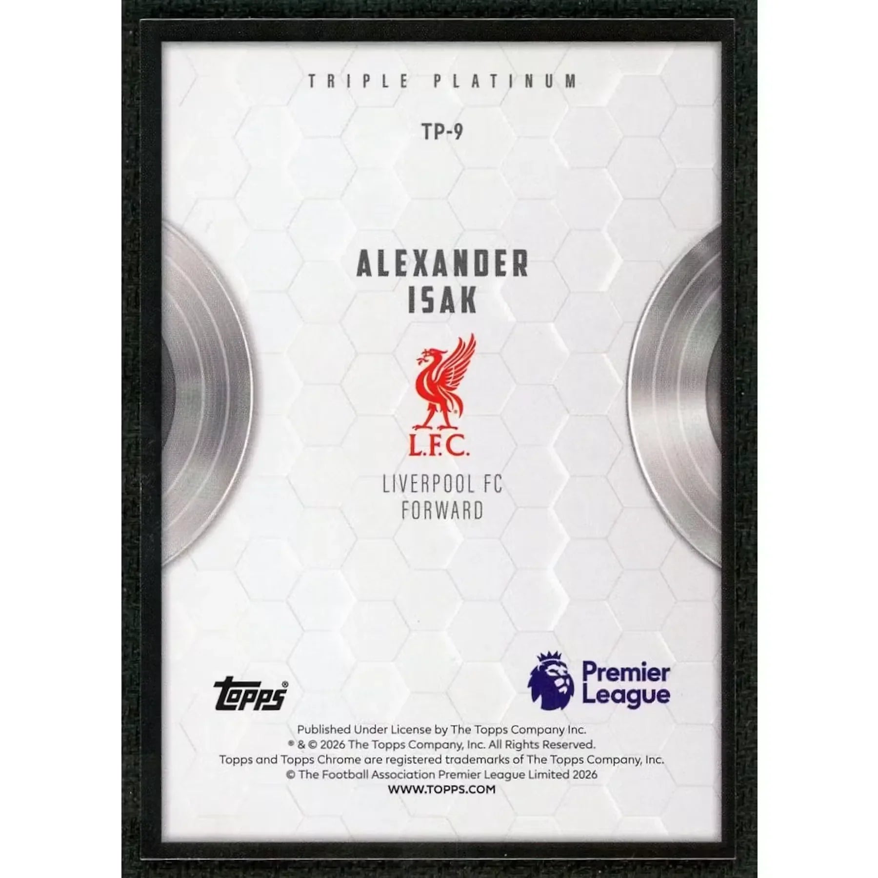 Alexander Isak 2026 Topps Chrome Premier League | Triple Platinum Black/10