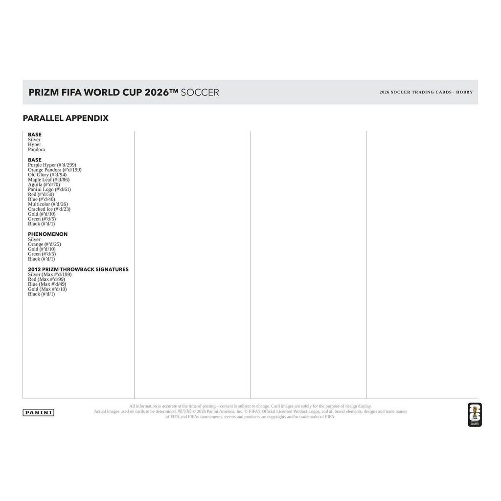 2026 Panini Prizm FIFA World Cup Soccer Hobby 12 Box Case Presell Releases Jun 17th 2026 (Ships Sealed Only)