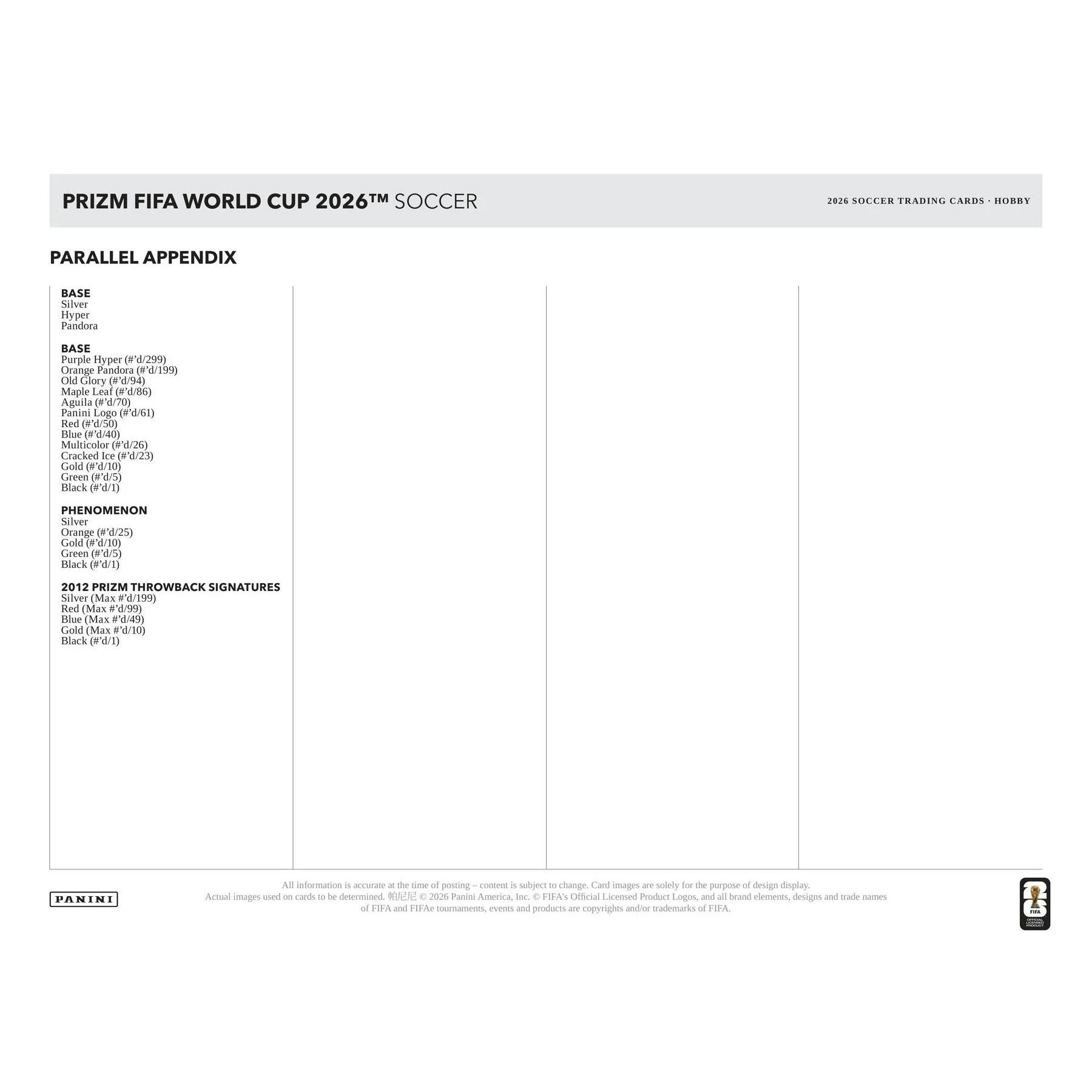 2026 Panini Prizm FIFA World Cup Soccer Hobby 12 Box Case Presell Releases Jun 17th 2026 (Ships Sealed Only)
