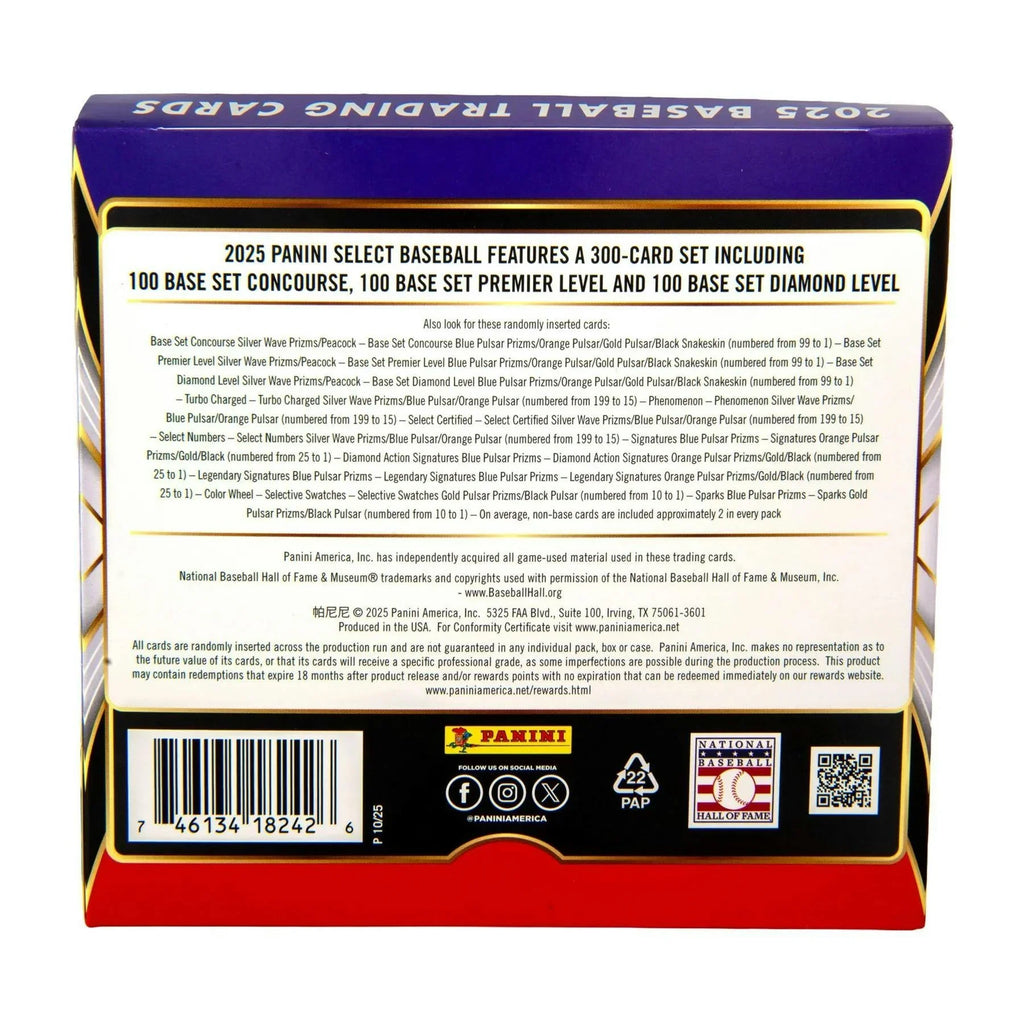 2025 Panini Select Baseball Hobby Preferred 20 Box Case (Ships Sealed Only) - D1