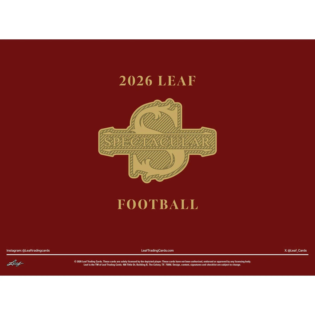 2026 Leaf Spectacular Football Hobby Box Presell Releases Jun 10th 2026 (Ships Sealed Only)