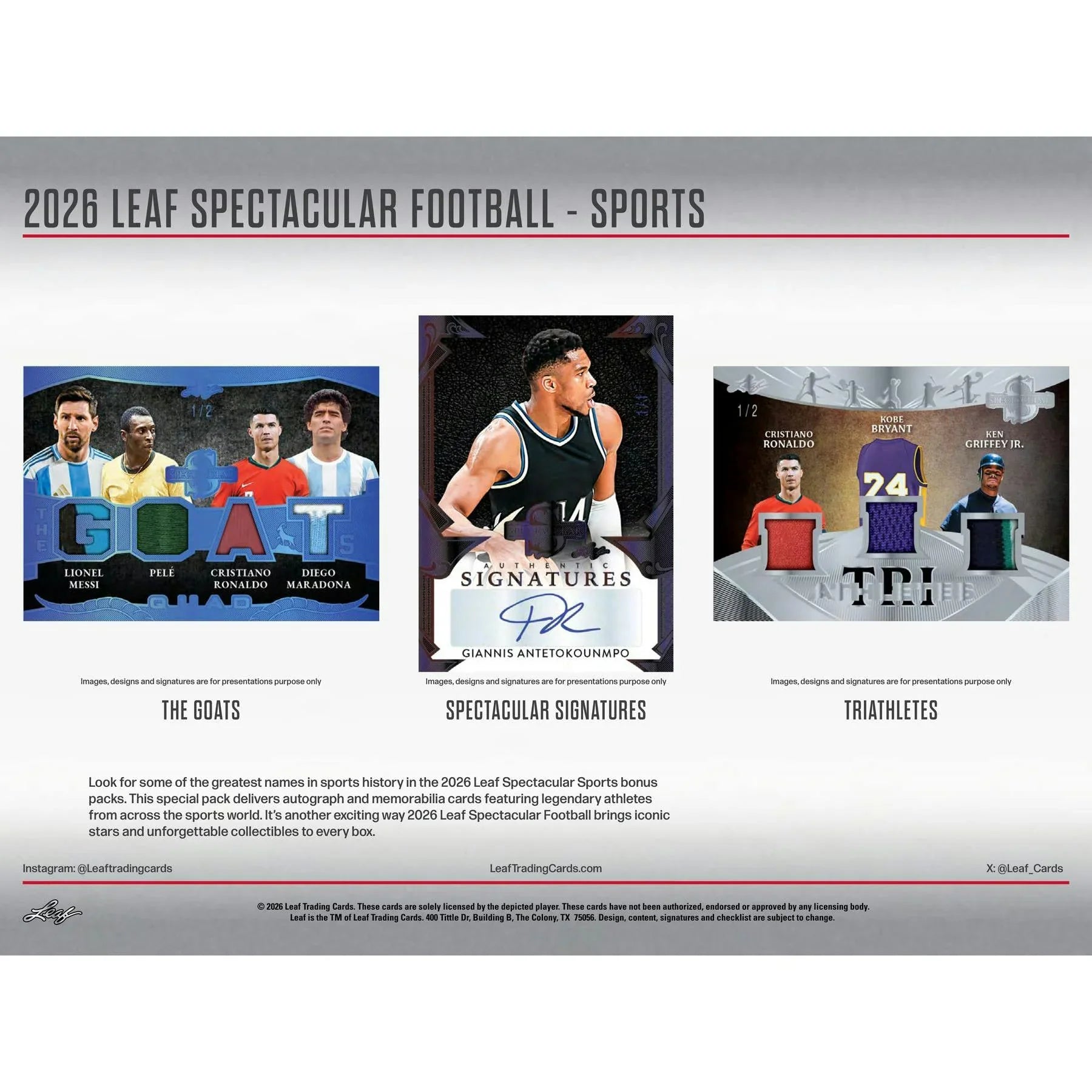 2026 Leaf Spectacular Football Hobby Box Presell Releases Jun 10th 2026 (Ships Sealed Only)