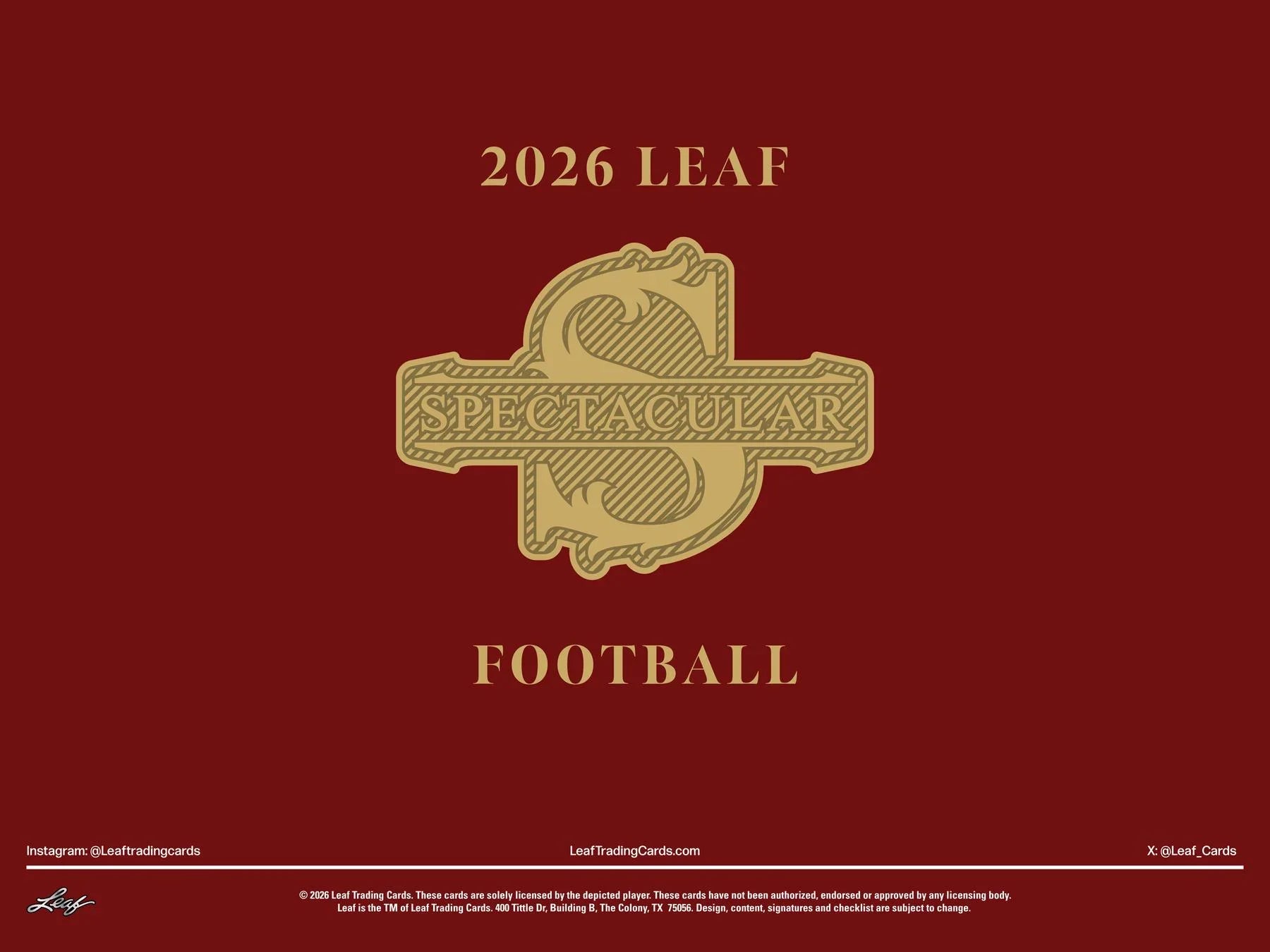 2026 Leaf Spectacular Football Hobby Box Presell Releases Jun 10th 2026 (Ships Sealed Only)