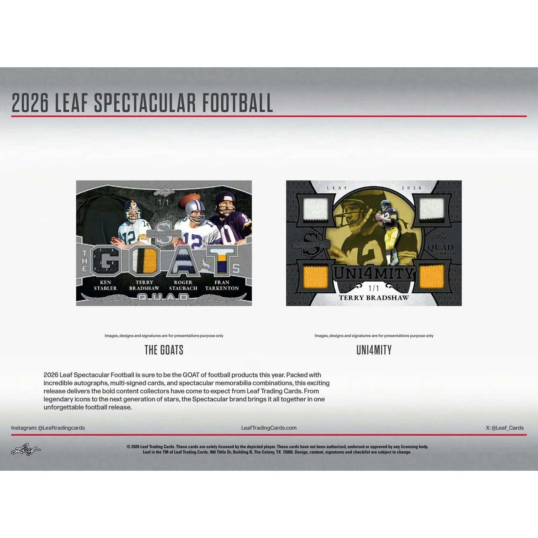 2026 Leaf Spectacular Football Hobby Box Presell Releases Jun 10th 2026 (Ships Sealed Only)