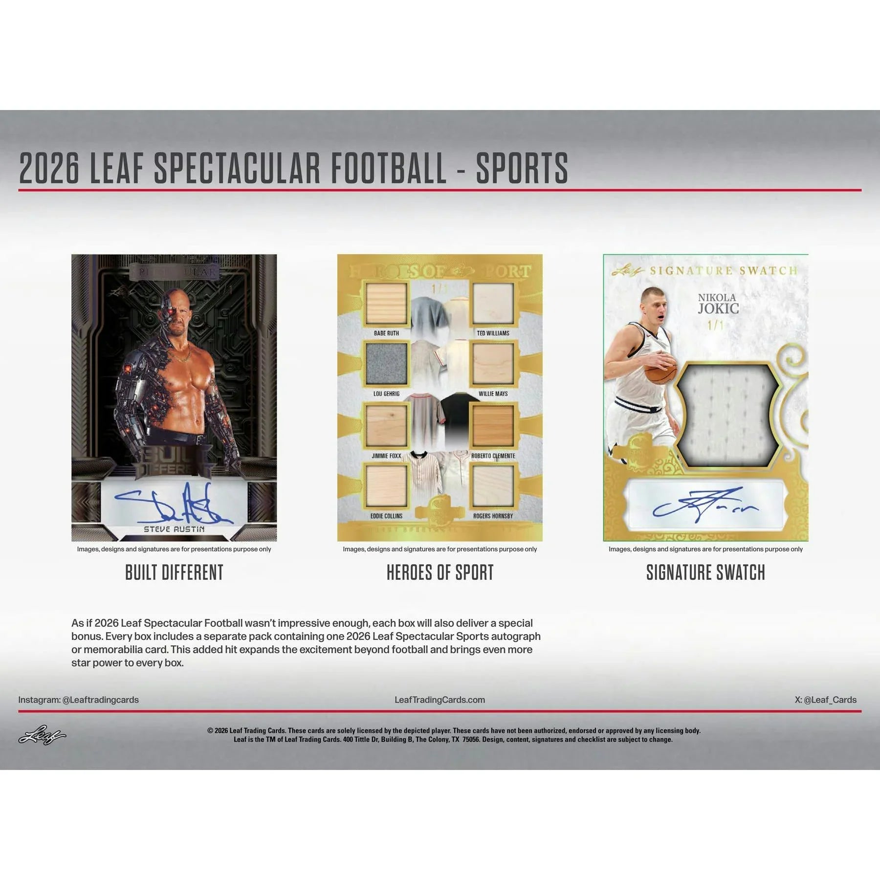 2026 Leaf Spectacular Football Hobby Box Presell Releases Jun 10th 2026 (Ships Sealed Only)