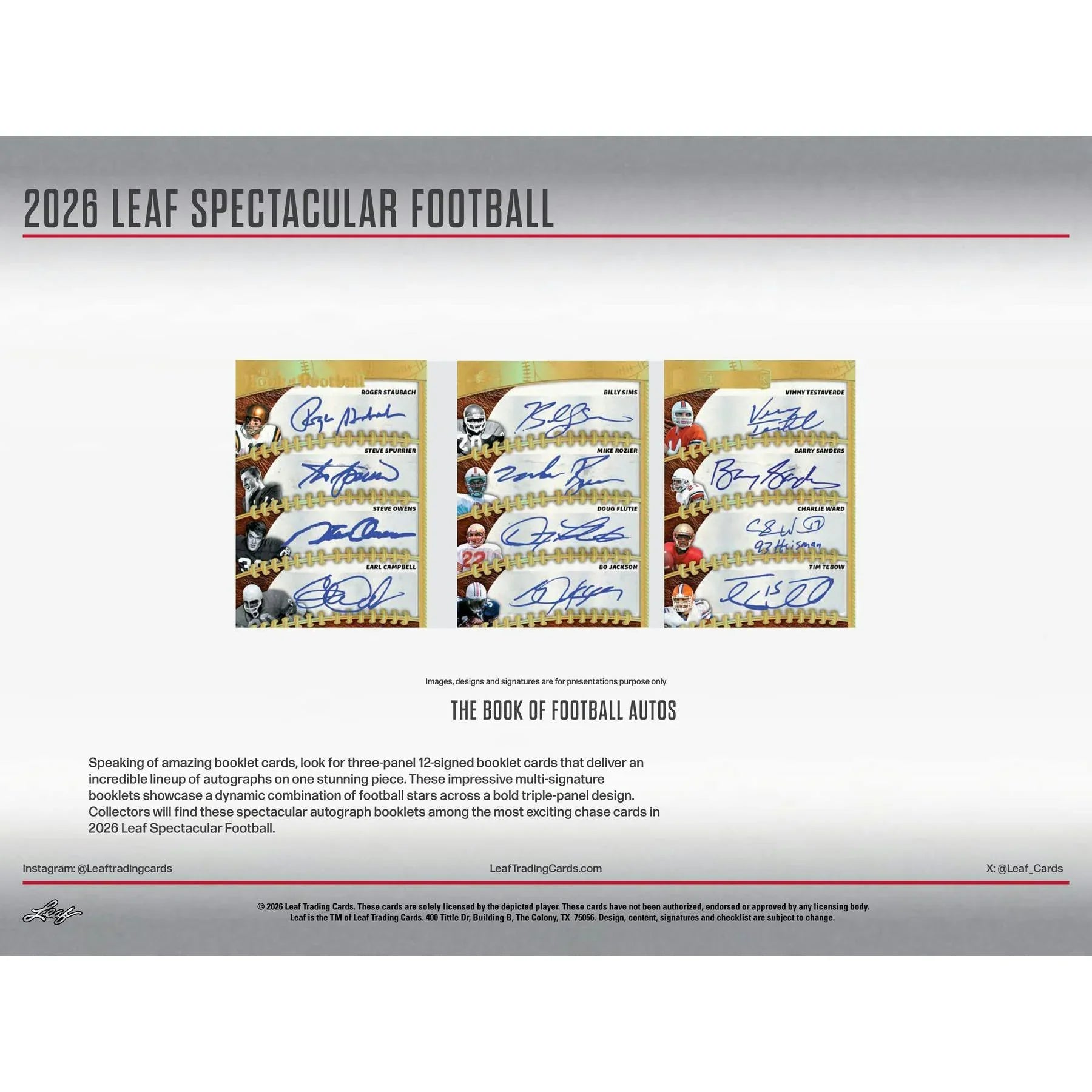 2026 Leaf Spectacular Football Hobby 3 Box Case Presell Releases Jun 10th 2026 (Ships Sealed Only)