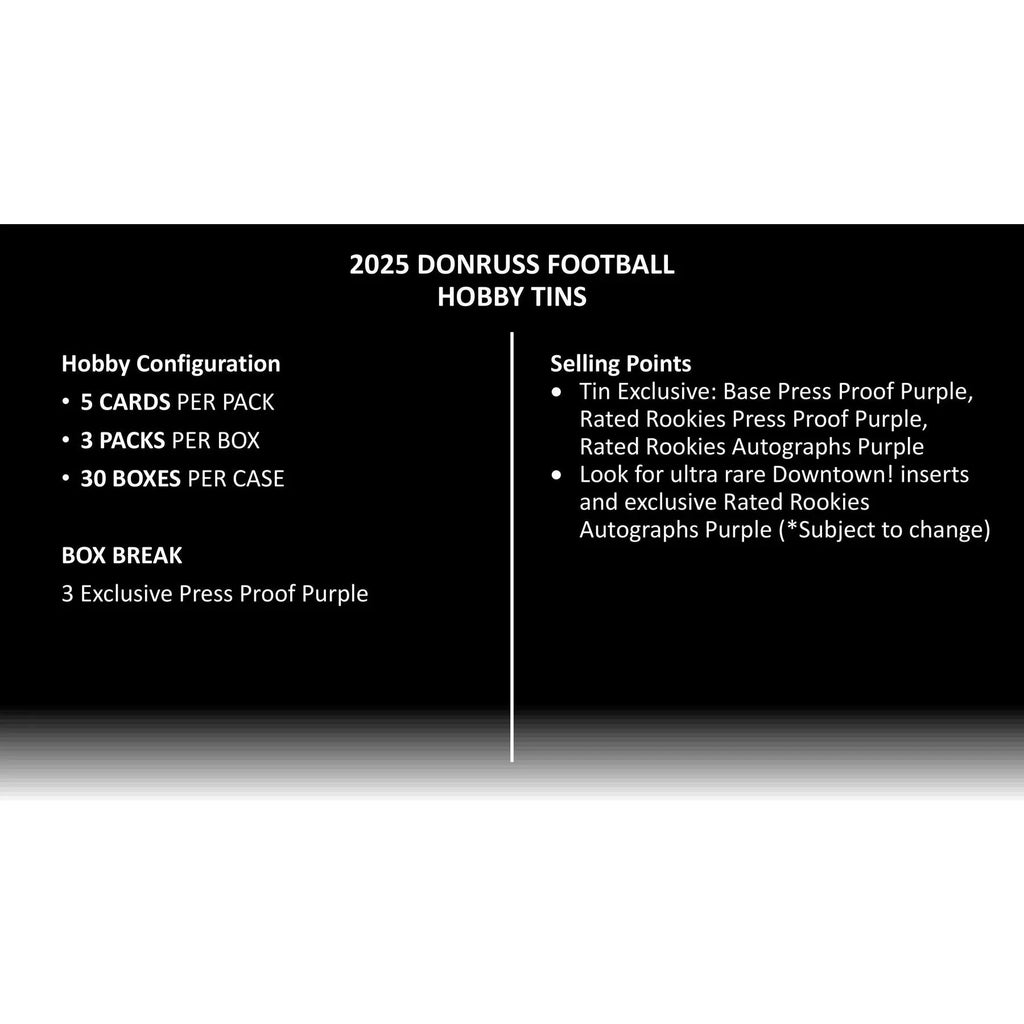 2025 Panini Donruss Football Winter Holiday 60 Tin Case Box (Ships Sealed Only)