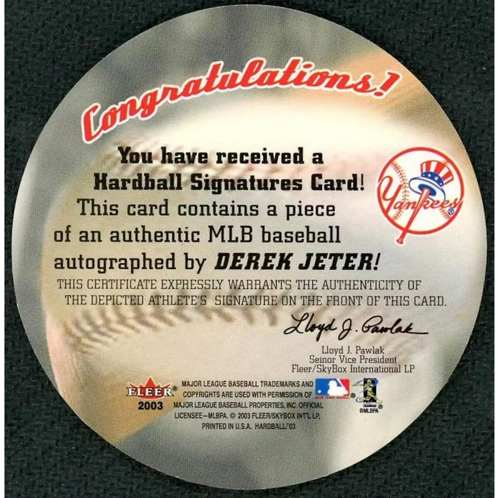 Derek Jeter Signed 2003 Fleer Hardball Card | Signatures Auto