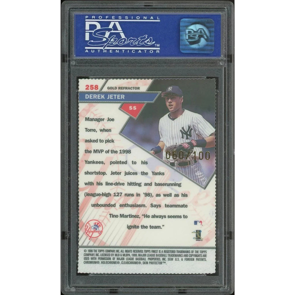 Derek Jeter 1999 Topps Finest #258 Gold Die-Cut Refractor | PSA 9