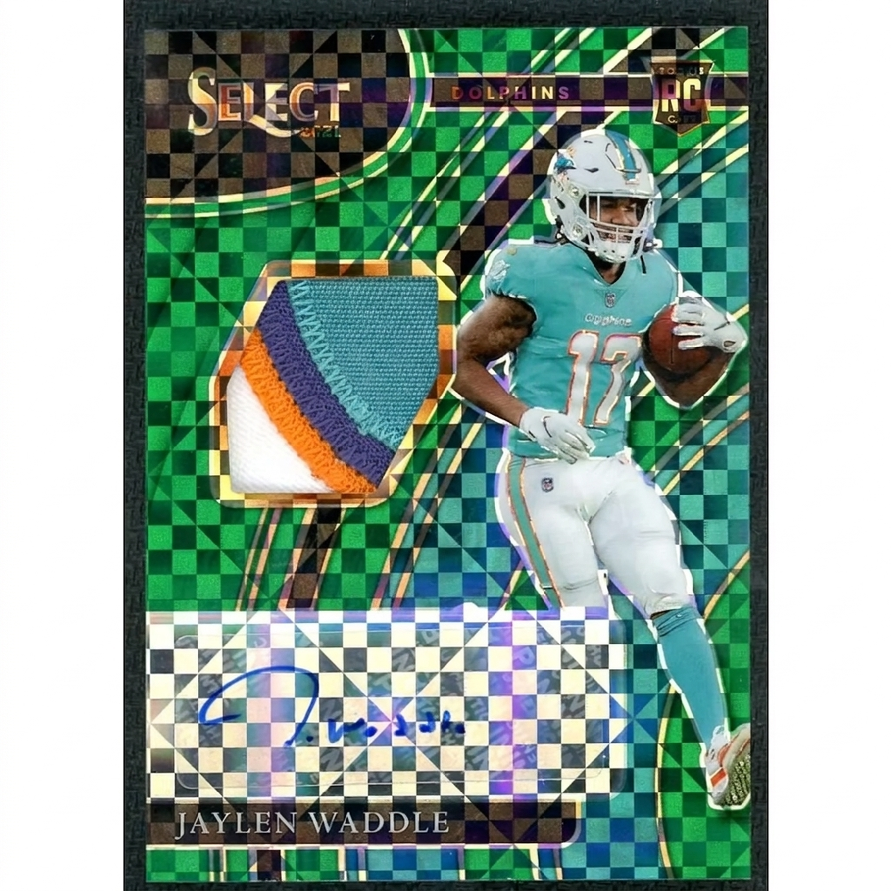 Jaylen Waddle 2021 Panini Select Rookie Patch Auto | Green/5