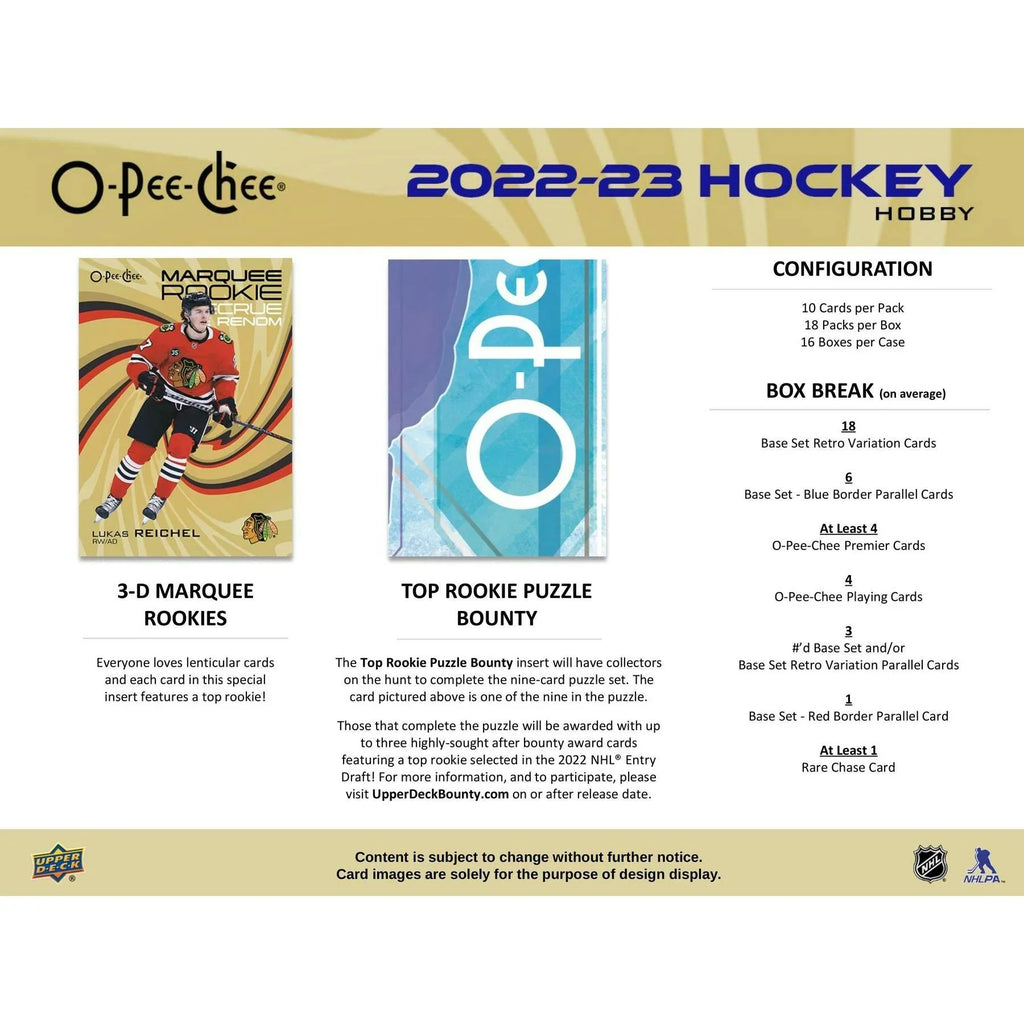 2022 23 Upper Deck O Pee Chee Hockey Hobby Box (Ships Sealed Only)