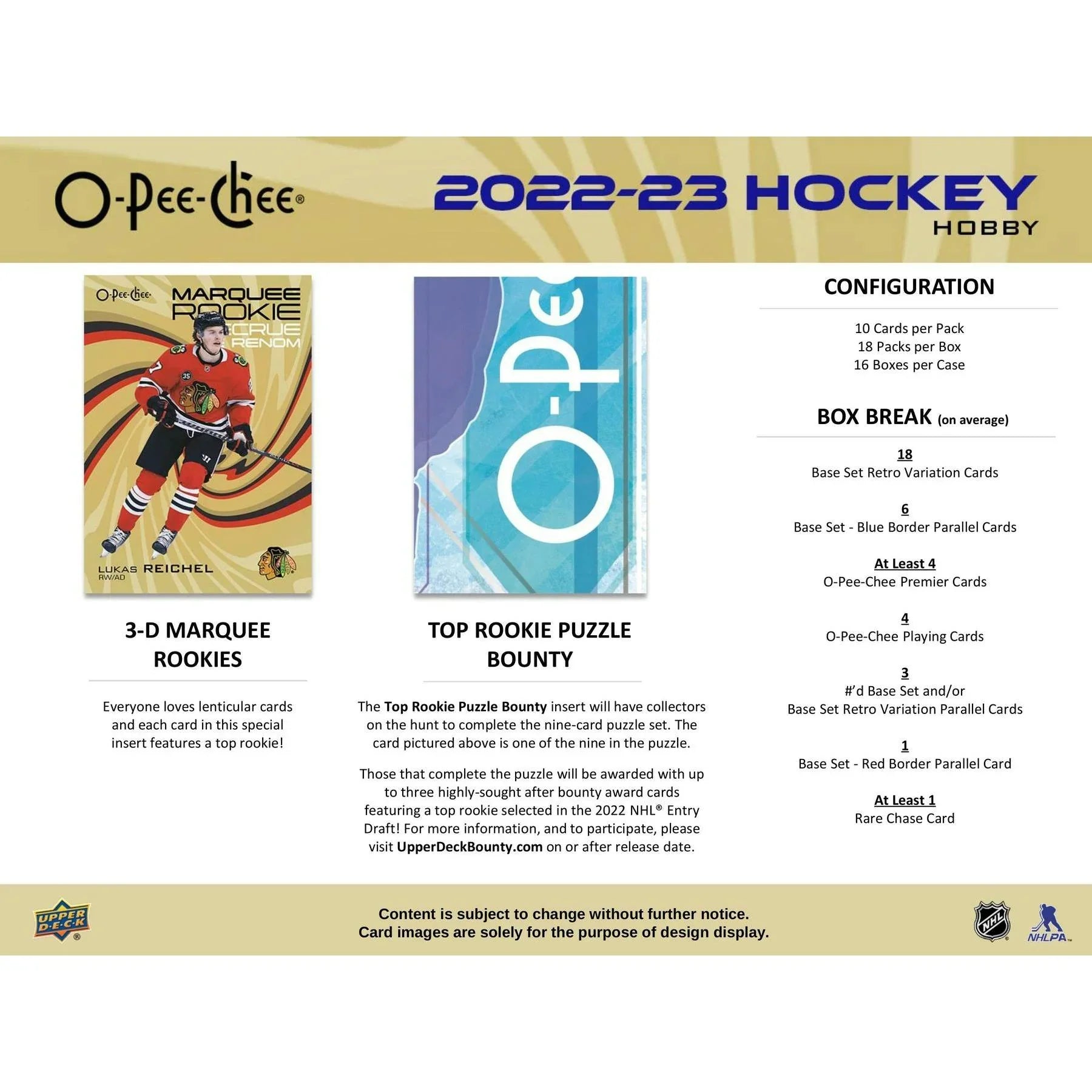 2022 23 Upper Deck O Pee Chee Hockey Hobby 16 Box Case (Ships Sealed Only)