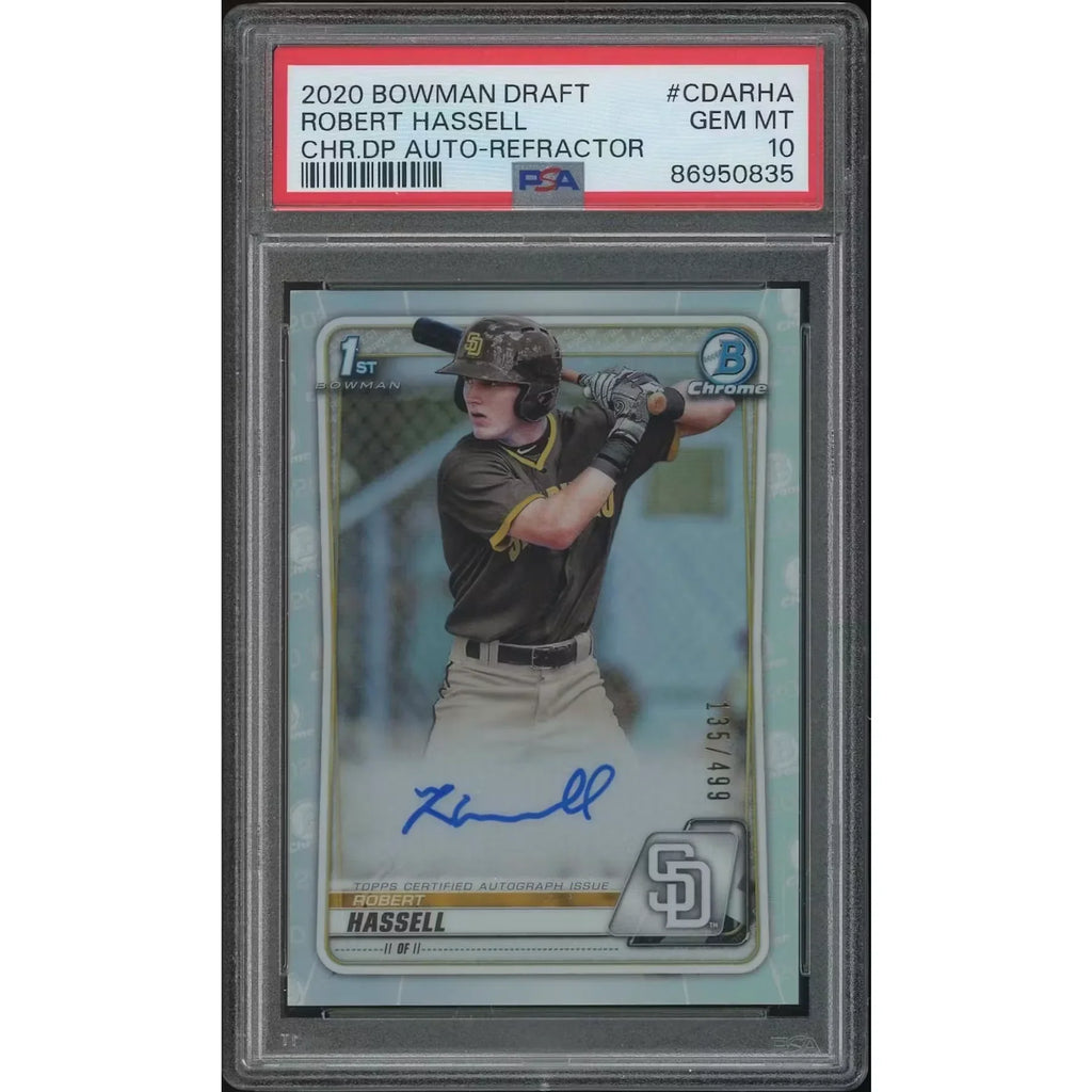 Robert Hassell Signed 2020 Bowman Chrome Draft Rookie Refractor | PSA 10 Gem Mint #135