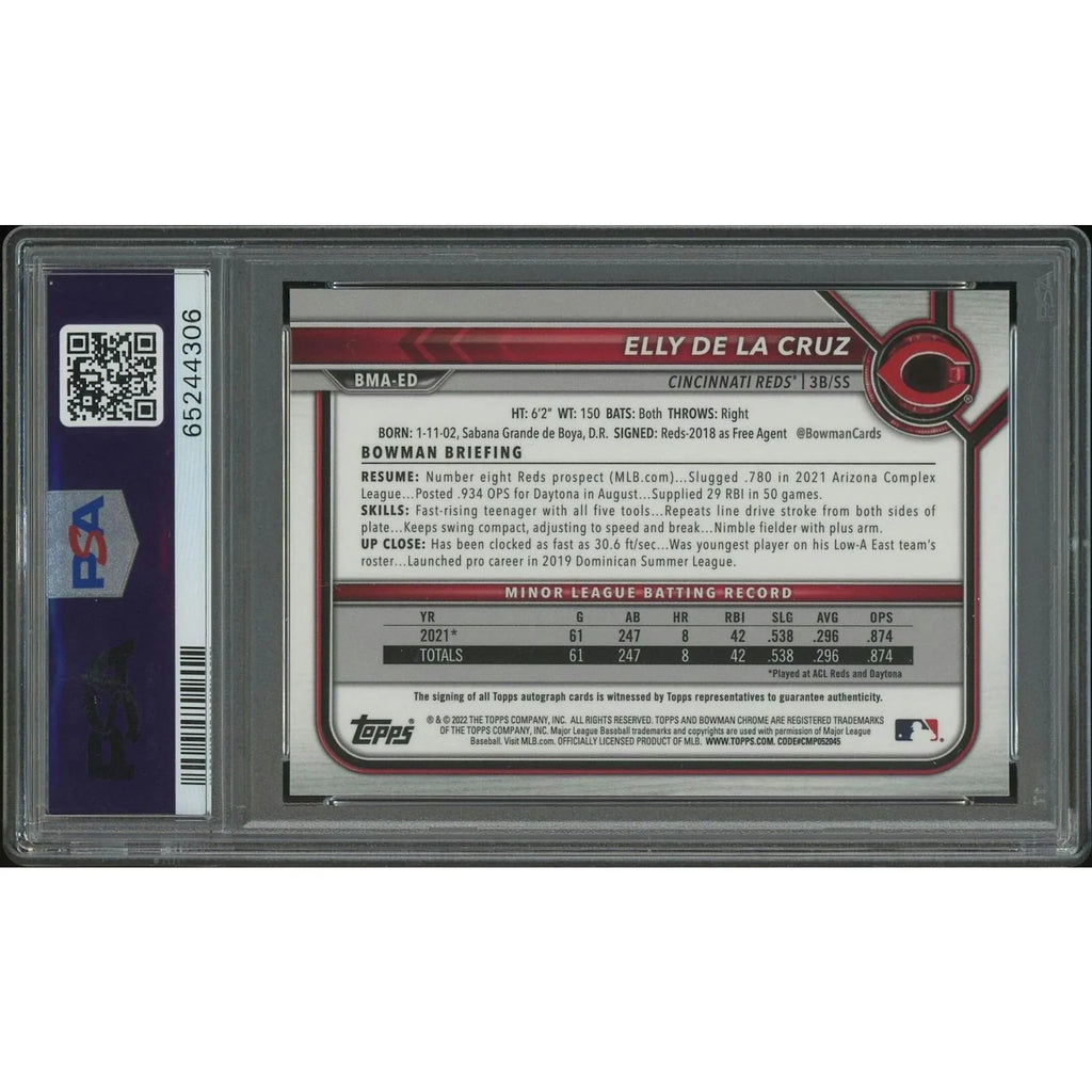 2022 Bowman Chrome Mega Box Baseball #BMAED Elly De La Cruz Rookie Auto PSA 10 (GEM MT) (Ships Sealed Only)