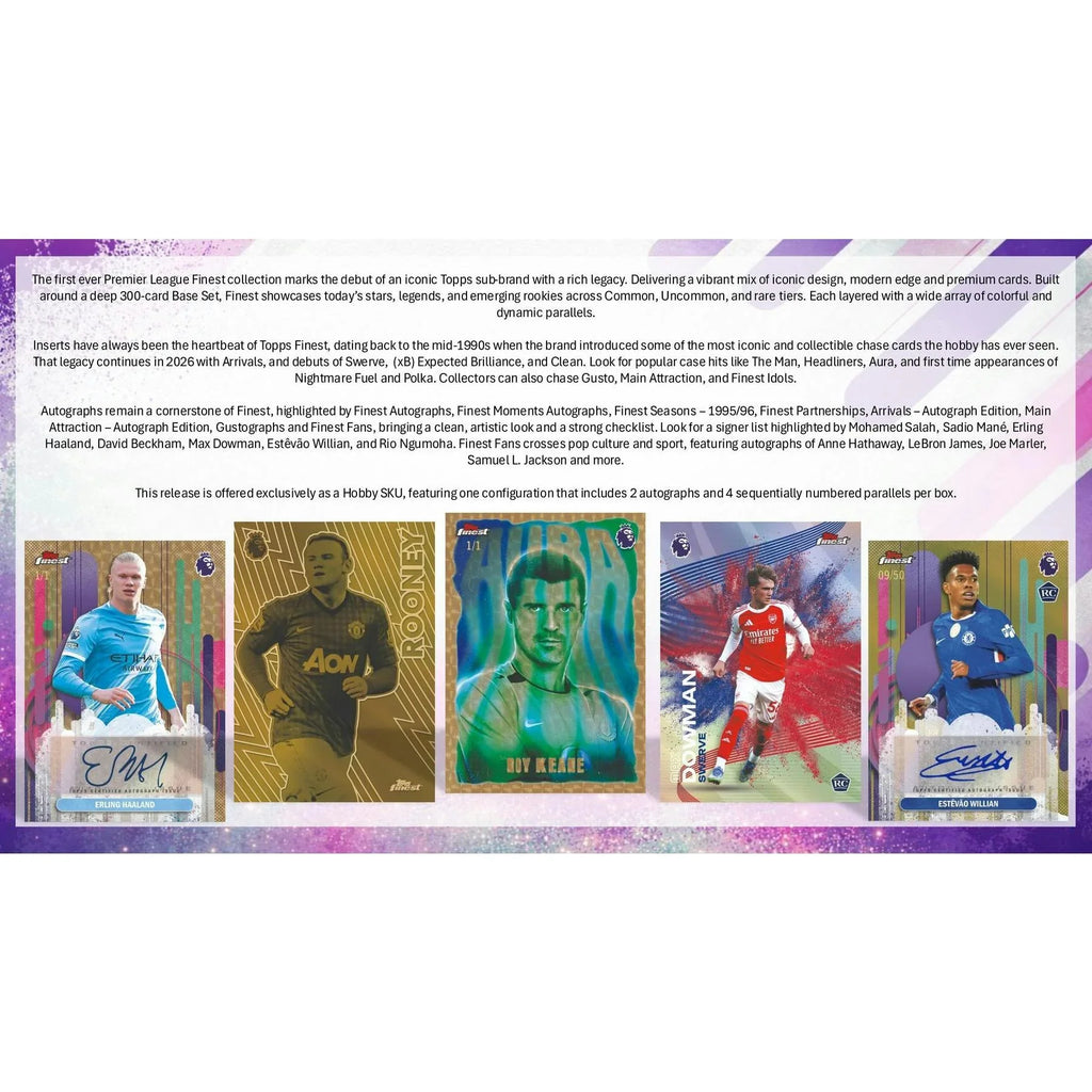 2025 26 Topps Finest Premier League Hobby Box (Ships Sealed Only)