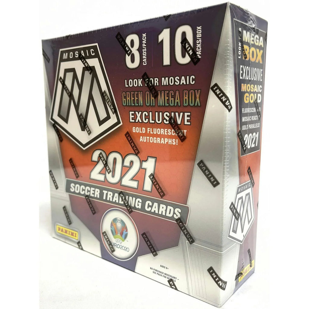 2020 21 Panini Mosaic UEFA Euro 2020 Soccer Mega Box Gold Fluorescent Parallels (Ships Sealed Only)