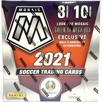 2020 21 Panini Mosaic UEFA Euro 2020 Soccer Mega Box Gold Fluorescent Parallels (Ships Sealed Only)