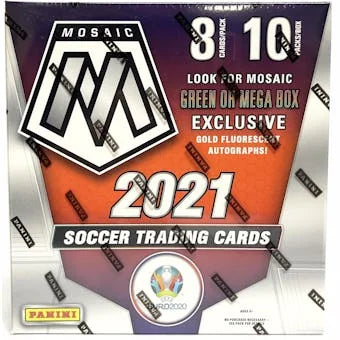 2020 21 Panini Mosaic UEFA Euro 2020 Soccer Mega Box Gold Fluorescent Parallels (Ships Sealed Only)