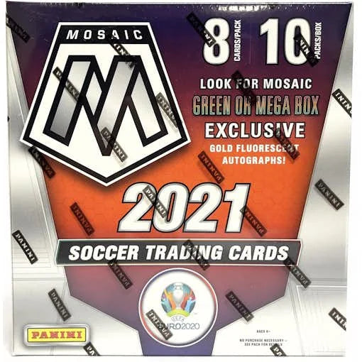 2020 21 Panini Mosaic UEFA Euro 2020 Soccer Mega Box Gold Fluorescent Parallels (Ships Sealed Only)