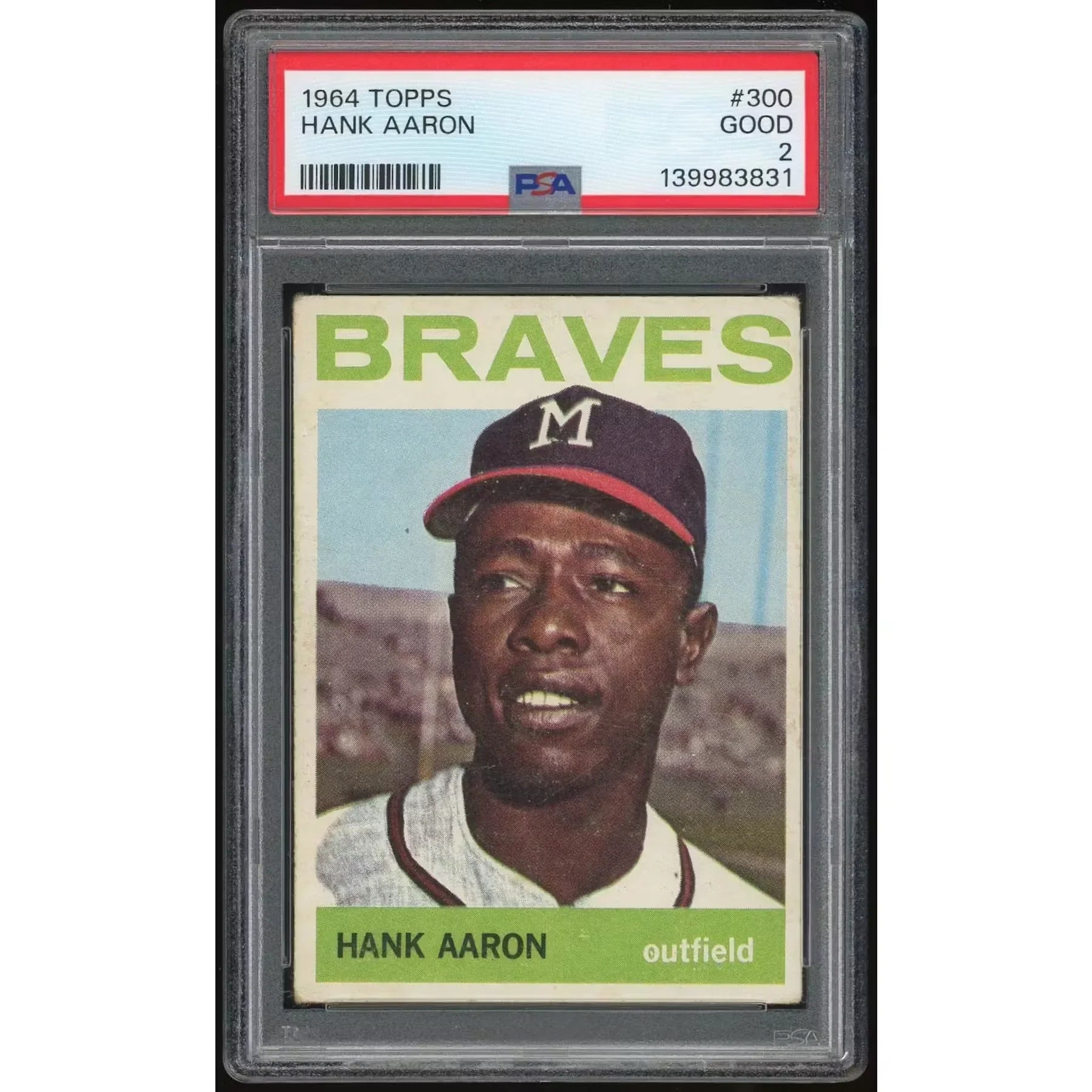Hank Aaron 1964 Topps #300 Baseball Card | PSA 2