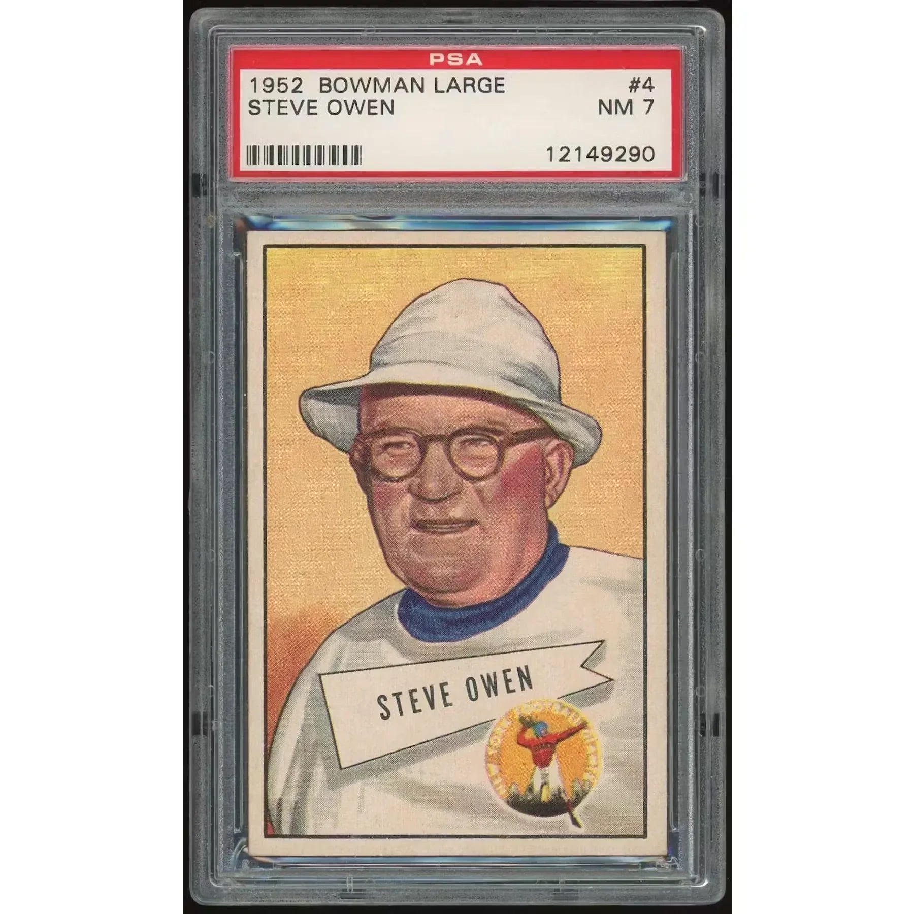Steve Owen 1952 Bowman Large #4 Card | PSA 7