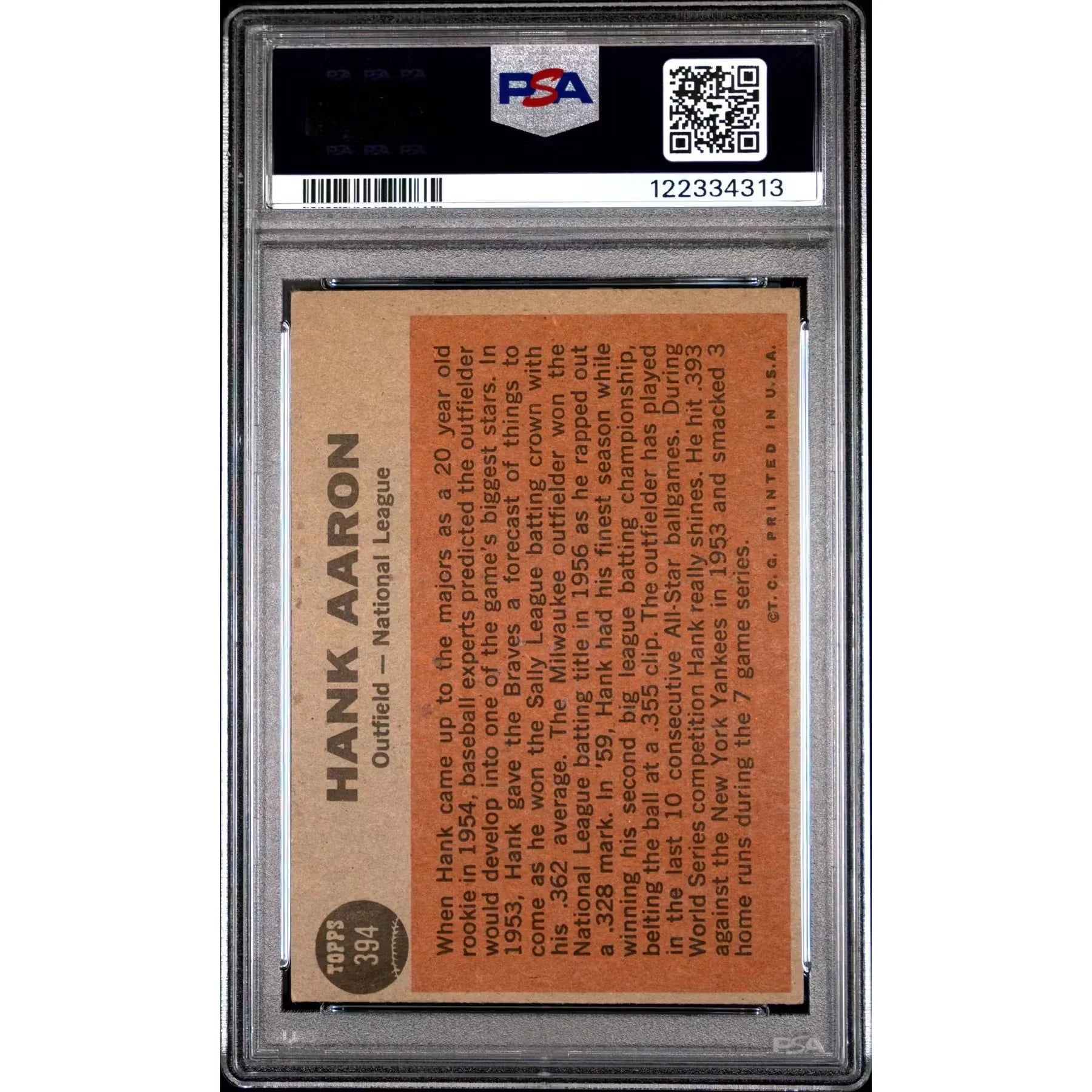 1962 Topps Hank Aaron All Star #394 | PSA 3