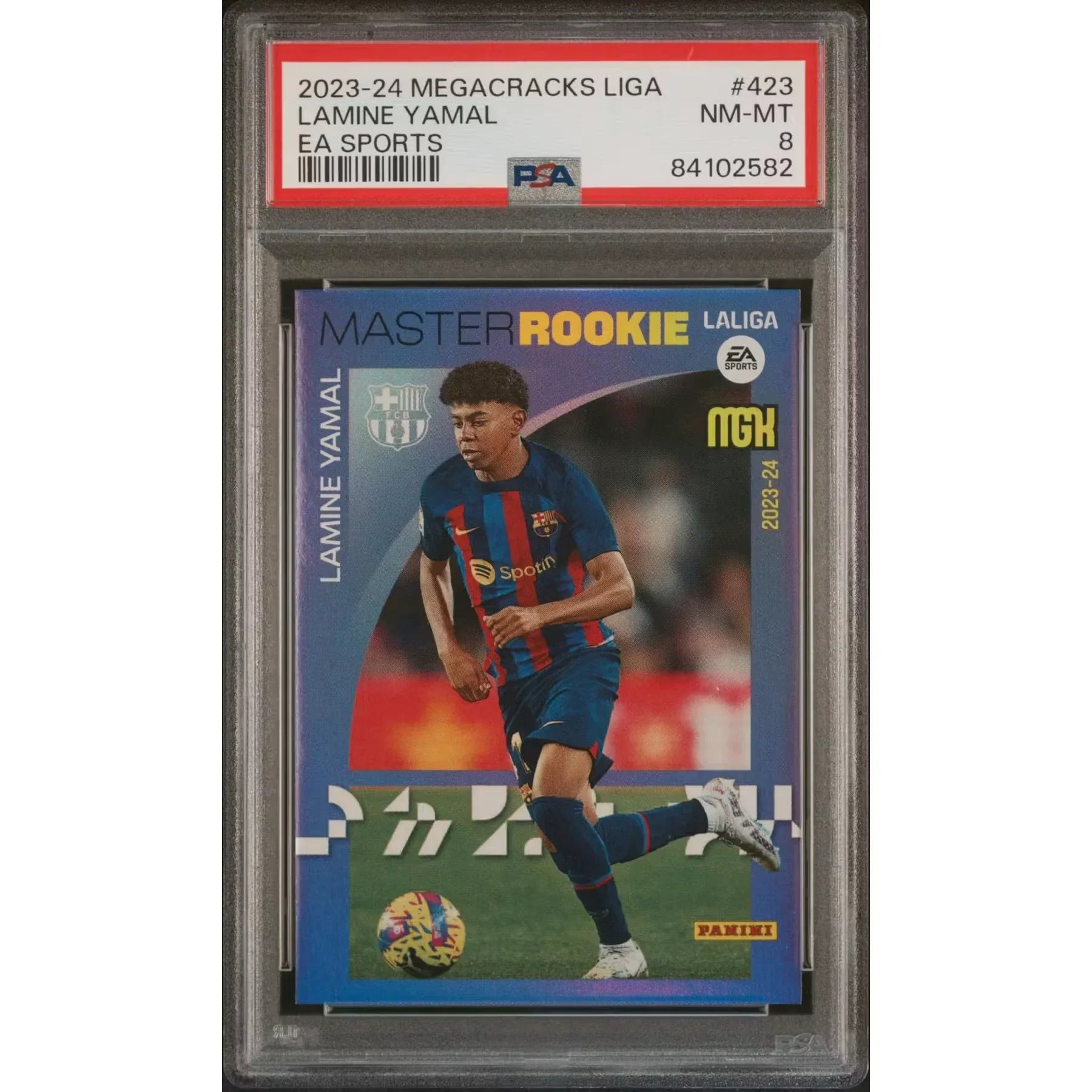 Lamine Yamal 2023-24 Panini Megacracks #423 Rookie Card | PSA 8