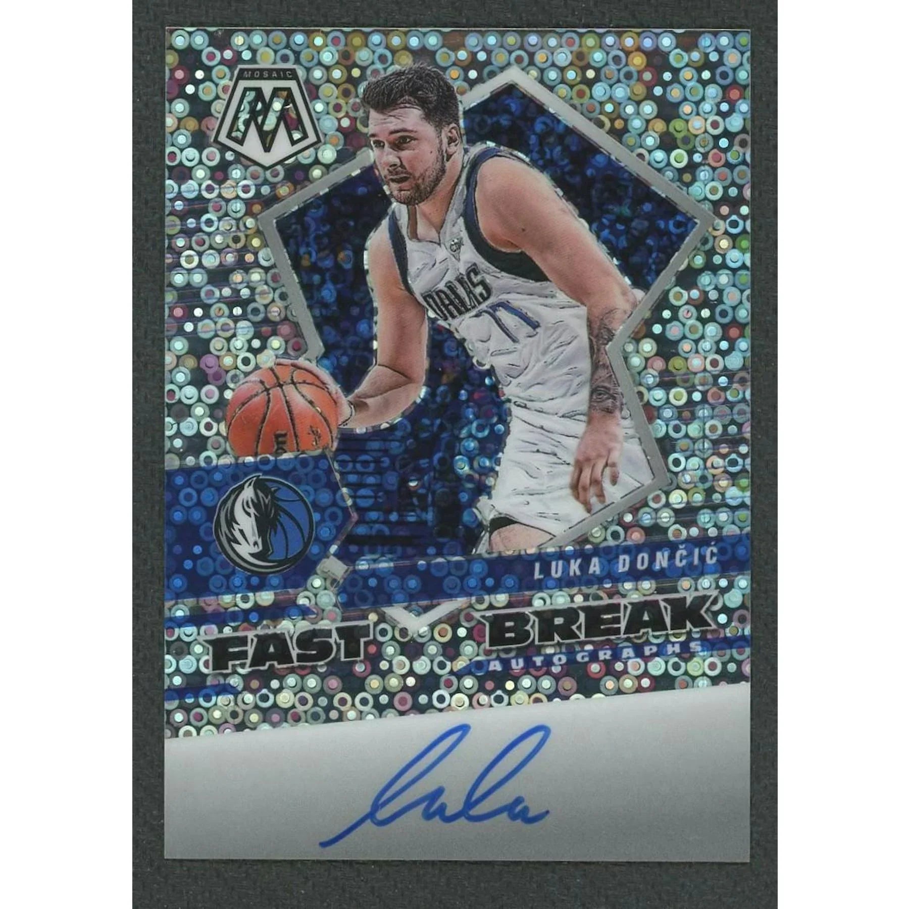 Luka Doncic Signed 2021-22 Panini Mosaic Fast Break Card