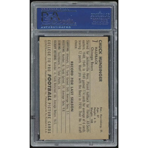 1952 Bowman Large #7 Chuck Hunsinger Card | PSA 6