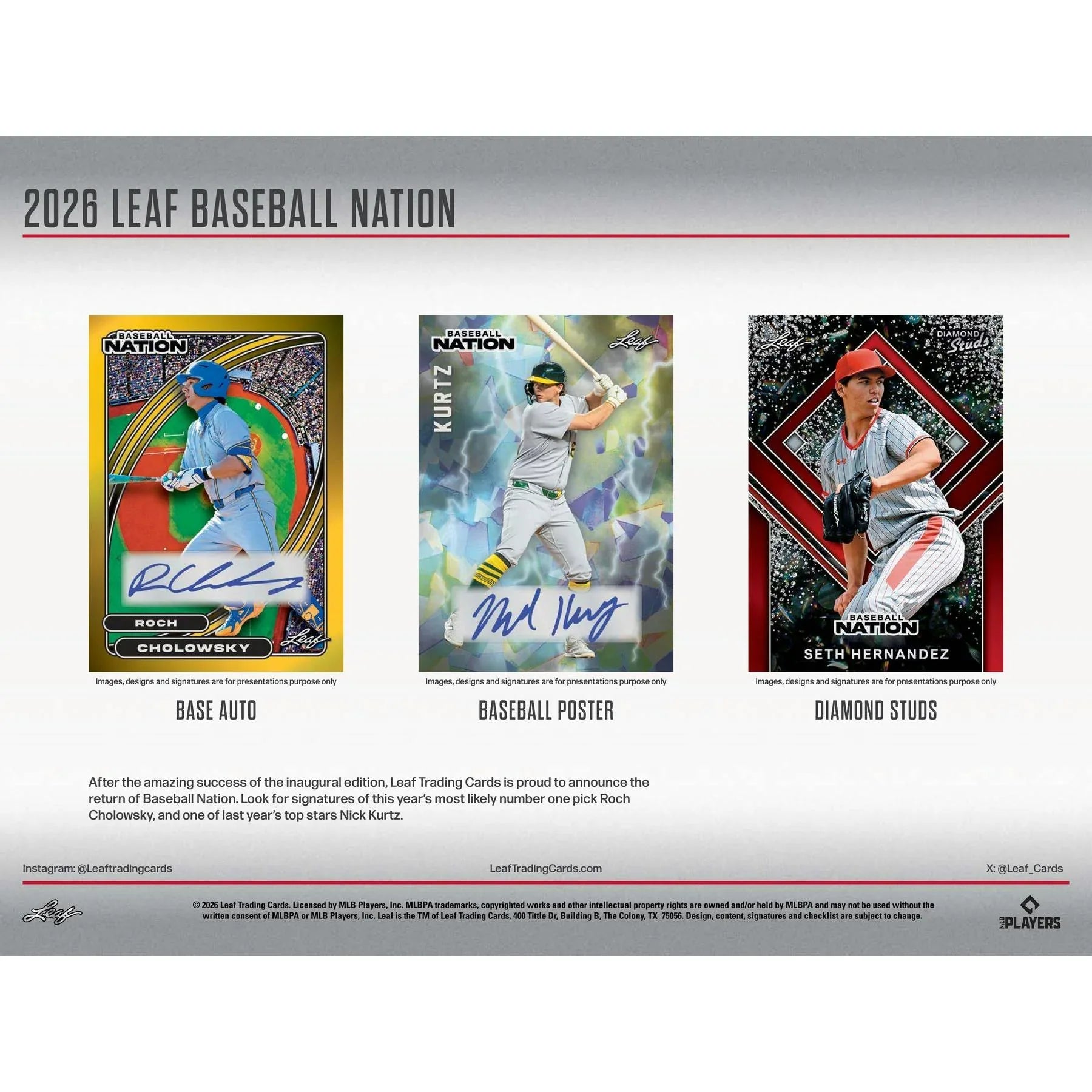 2026 Leaf Baseball Nation Hobby Jumbo Box (Ships Sealed Only) - D1