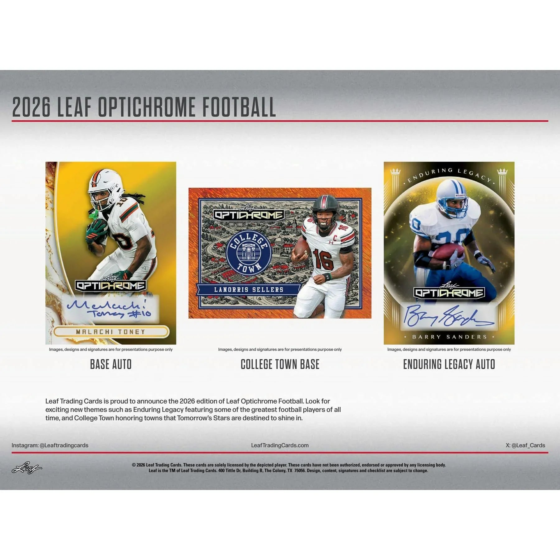 2026 Leaf Optichrome Football Hobby 12 Box Case (Ships Sealed Only) - D2