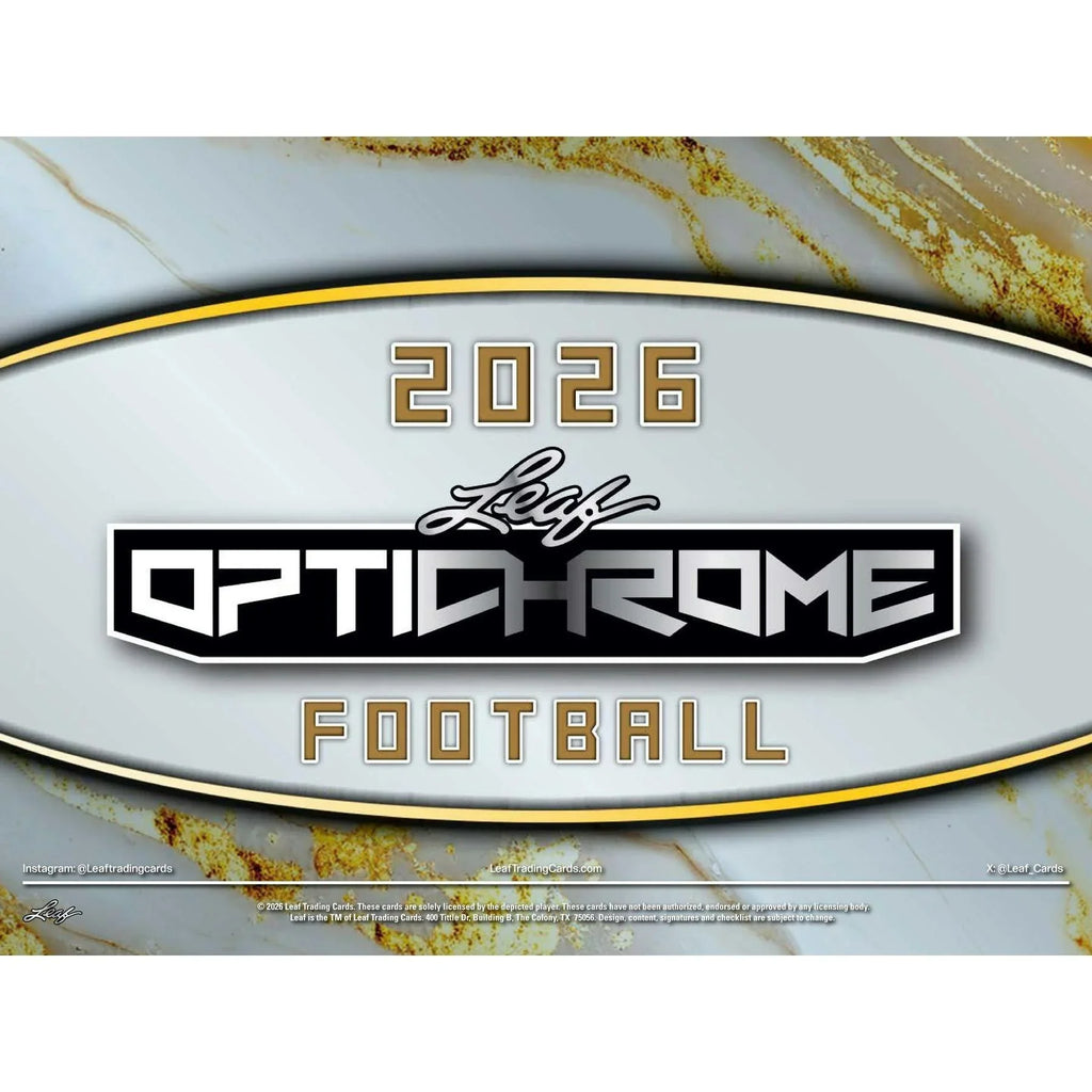 2026 Leaf Optichrome Football Hobby Jumbo Box (Ships Sealed Only)