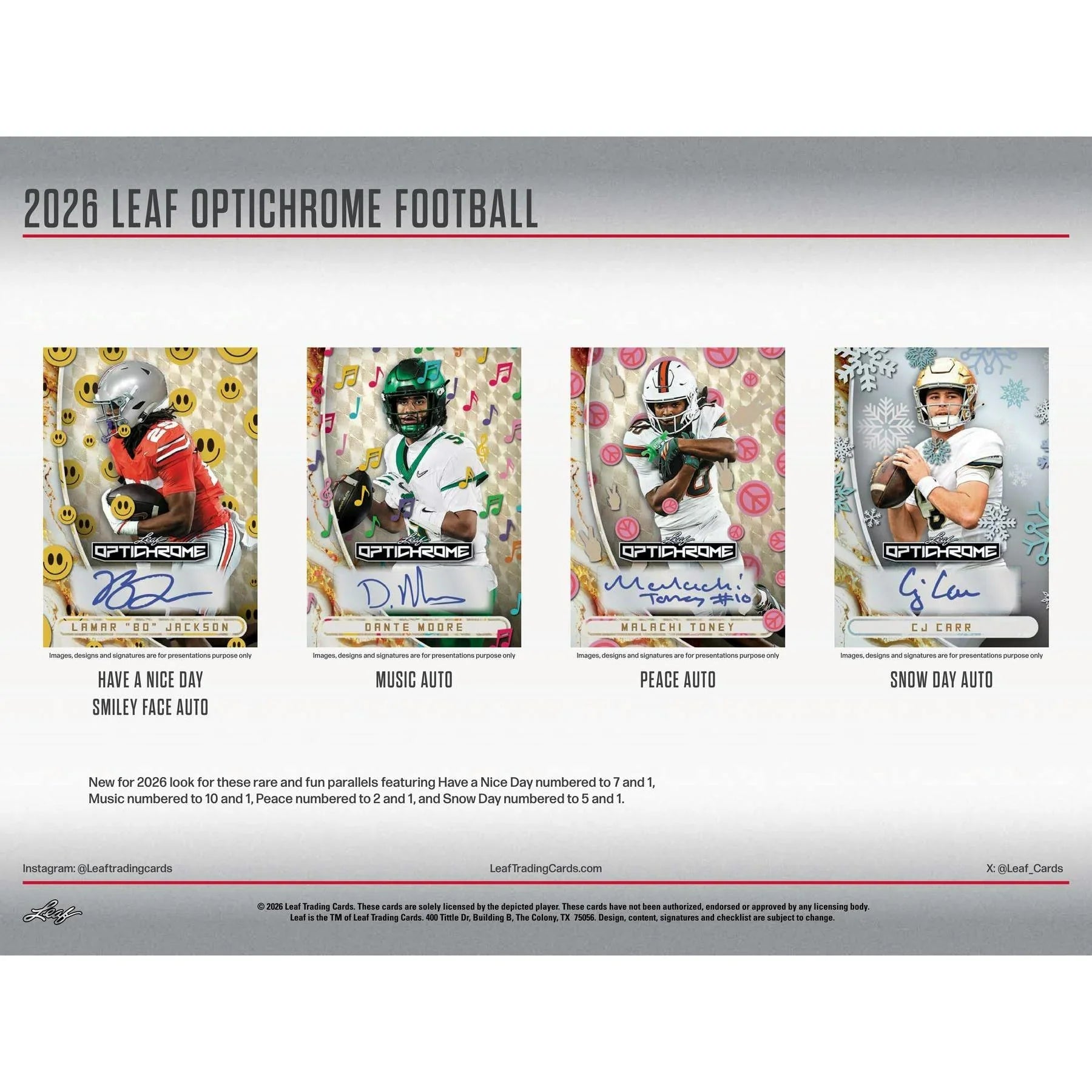 2026 Leaf Optichrome Football Hobby Jumbo Box (Ships Sealed Only)