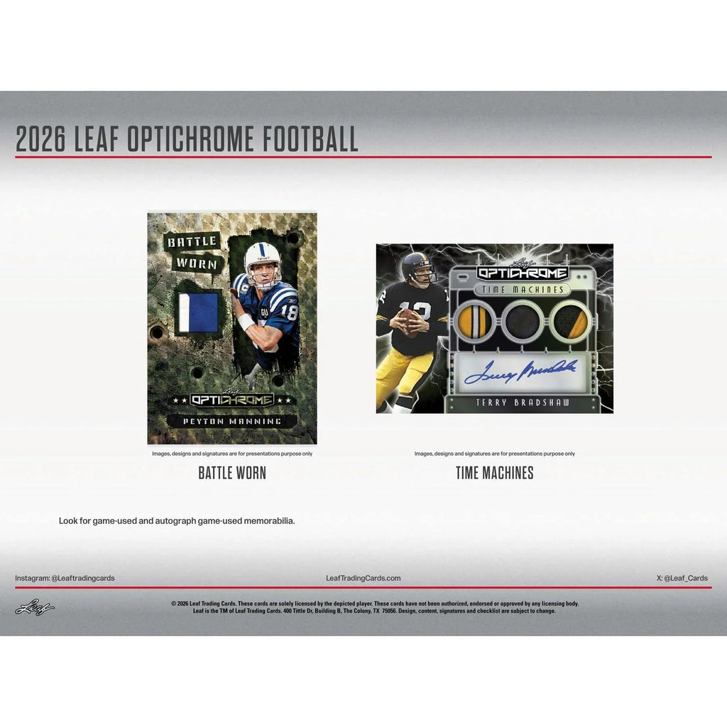 2026 Leaf Optichrome Football Hobby Jumbo 8 Box Case (Ships Sealed Only)
