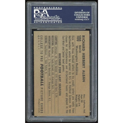 1952 Bowman Large #100 Dick Alban Baseball Card | PSA 5