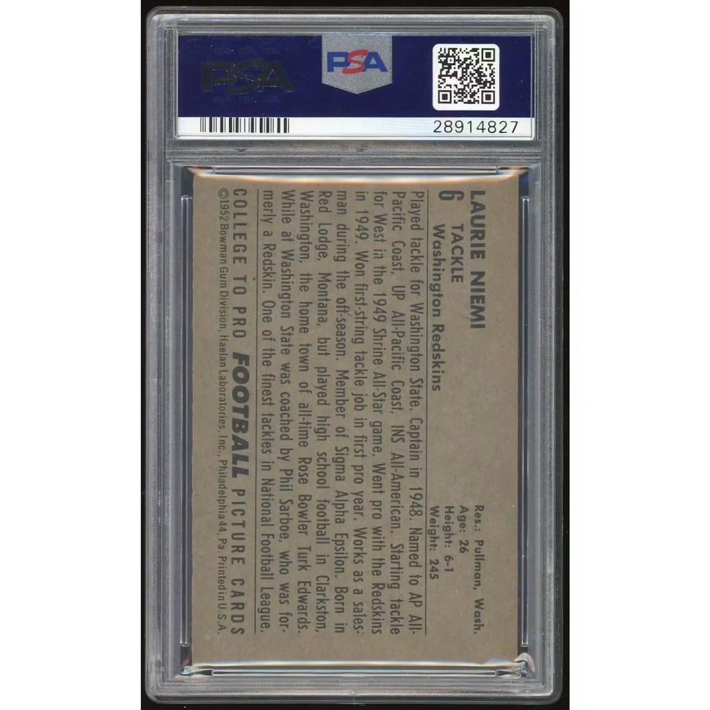 Laurie Niemi 1952 Bowman Large #6 | PSA 6