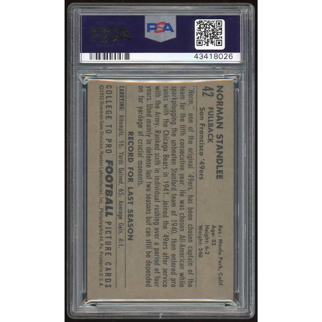 1952 Bowman Large #42 Norm Standlee | PSA 7
