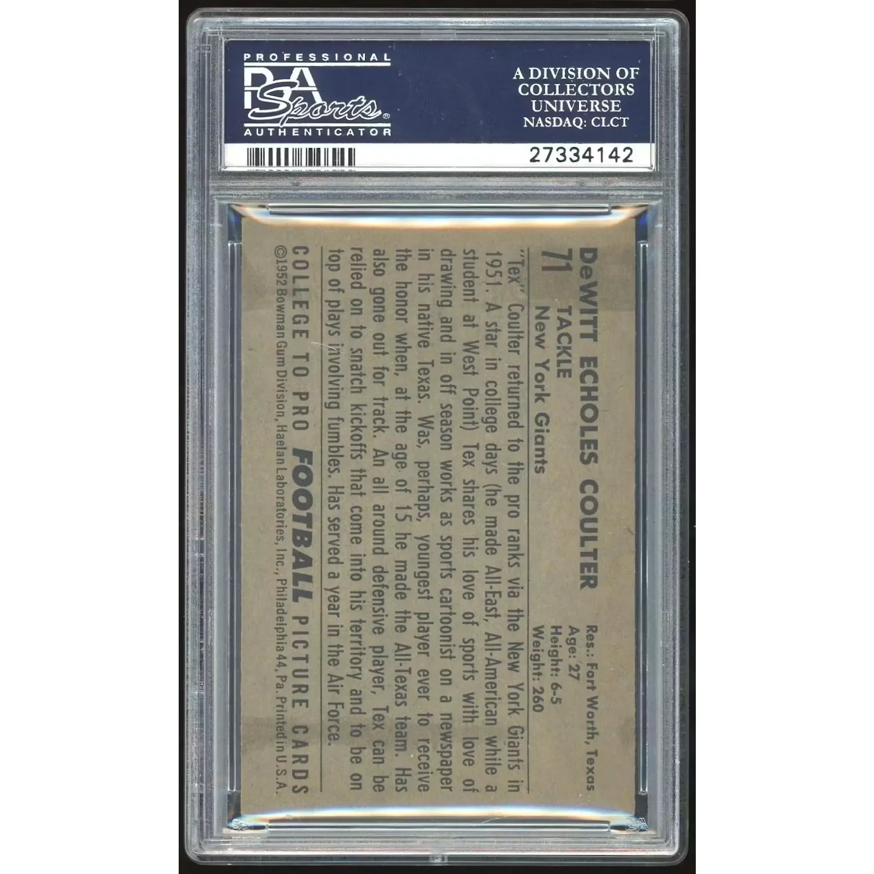 1952 Bowman Large #71 Tex Coulter Baseball Card | PSA 5
