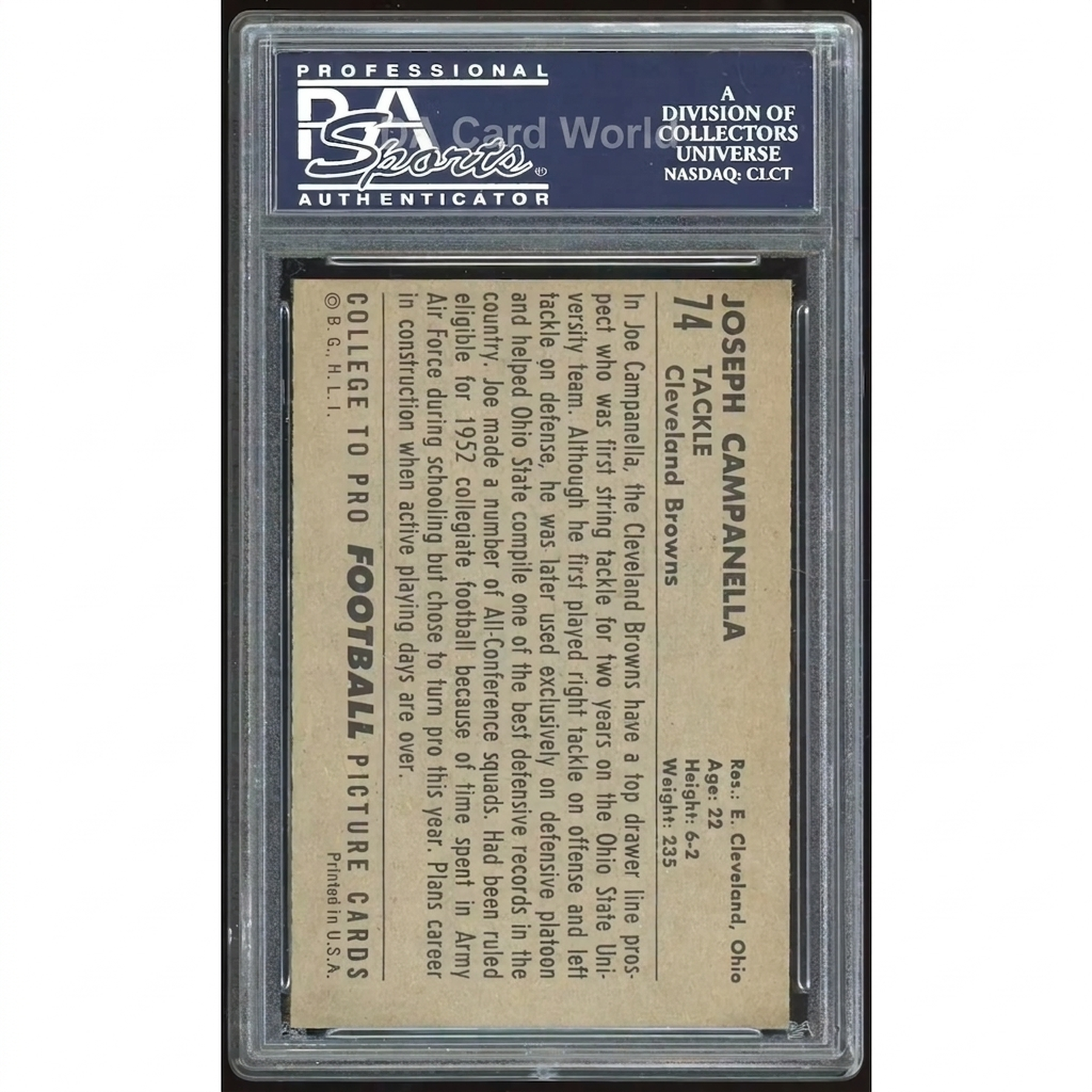 1952 Bowman Large #74 Joe Campanella | PSA 6