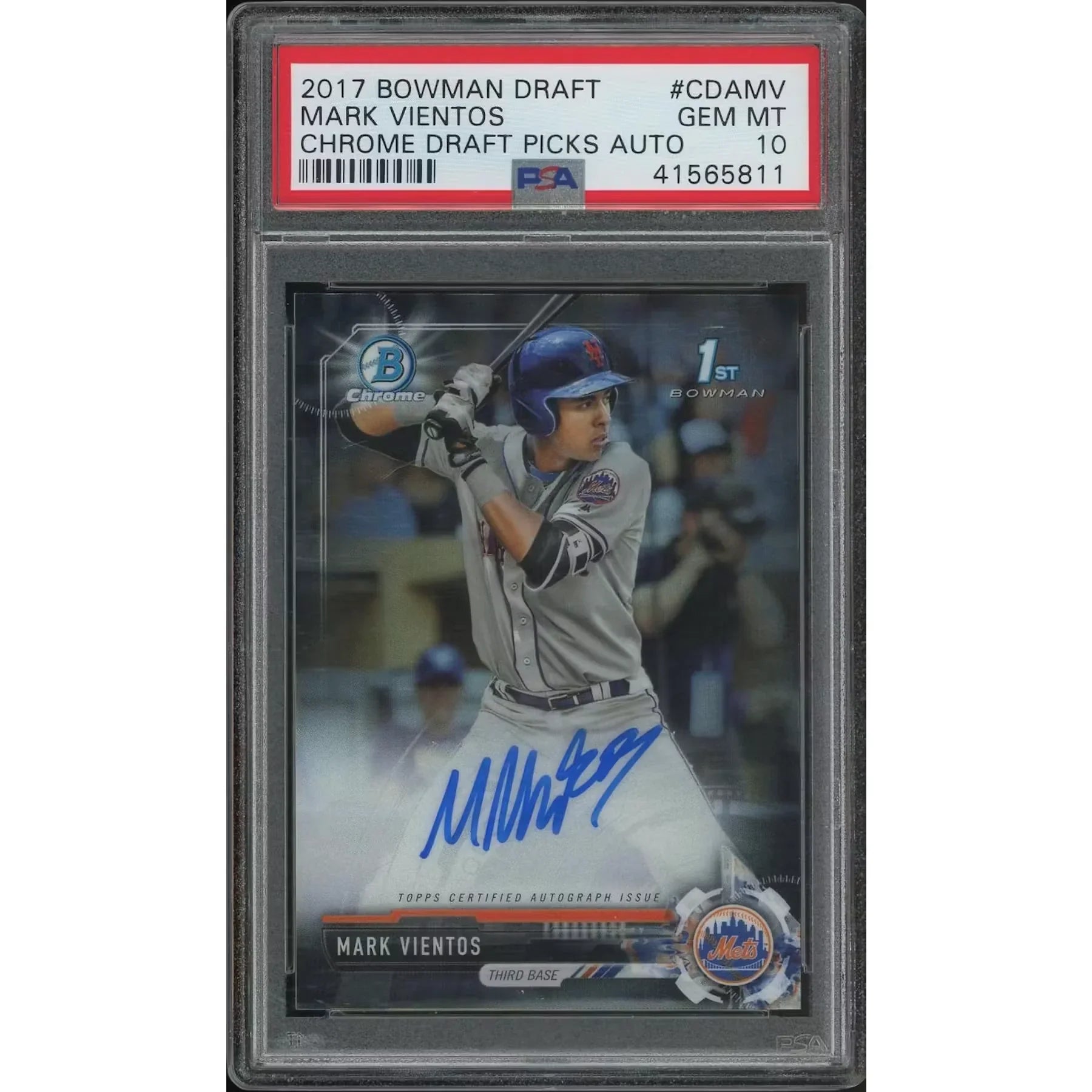 Mark Vientos Signed 2017 Bowman Chrome Draft Rookie Card | PSA 10 Gem Mint