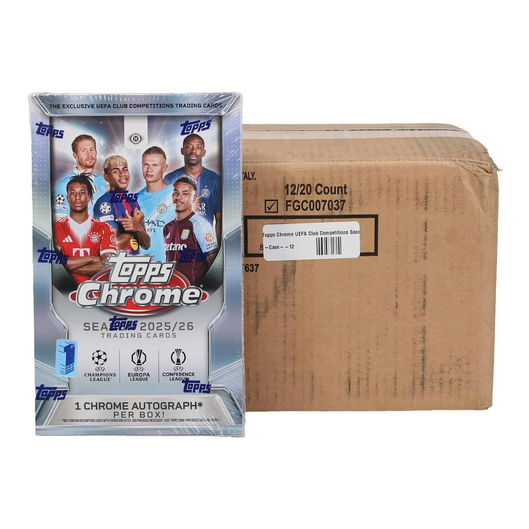 Topps Chrome UEFA Club 2025 26 Competitions Soccer First Day Issue Hobby 12 Box Case (Ships Sealed Only)