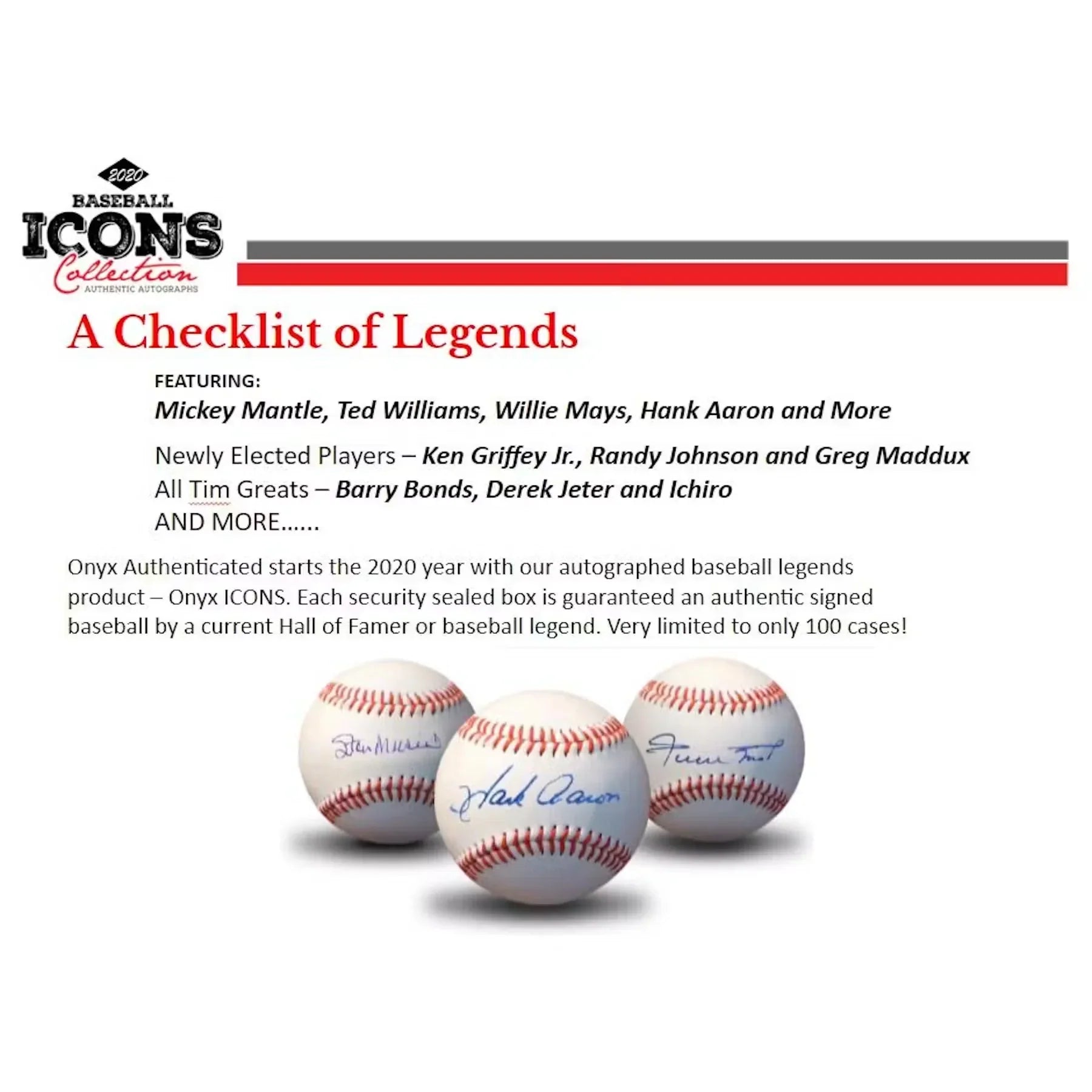 2020 Onyx Icons Baseball Legends Hobby Box (Ships Sealed Only)