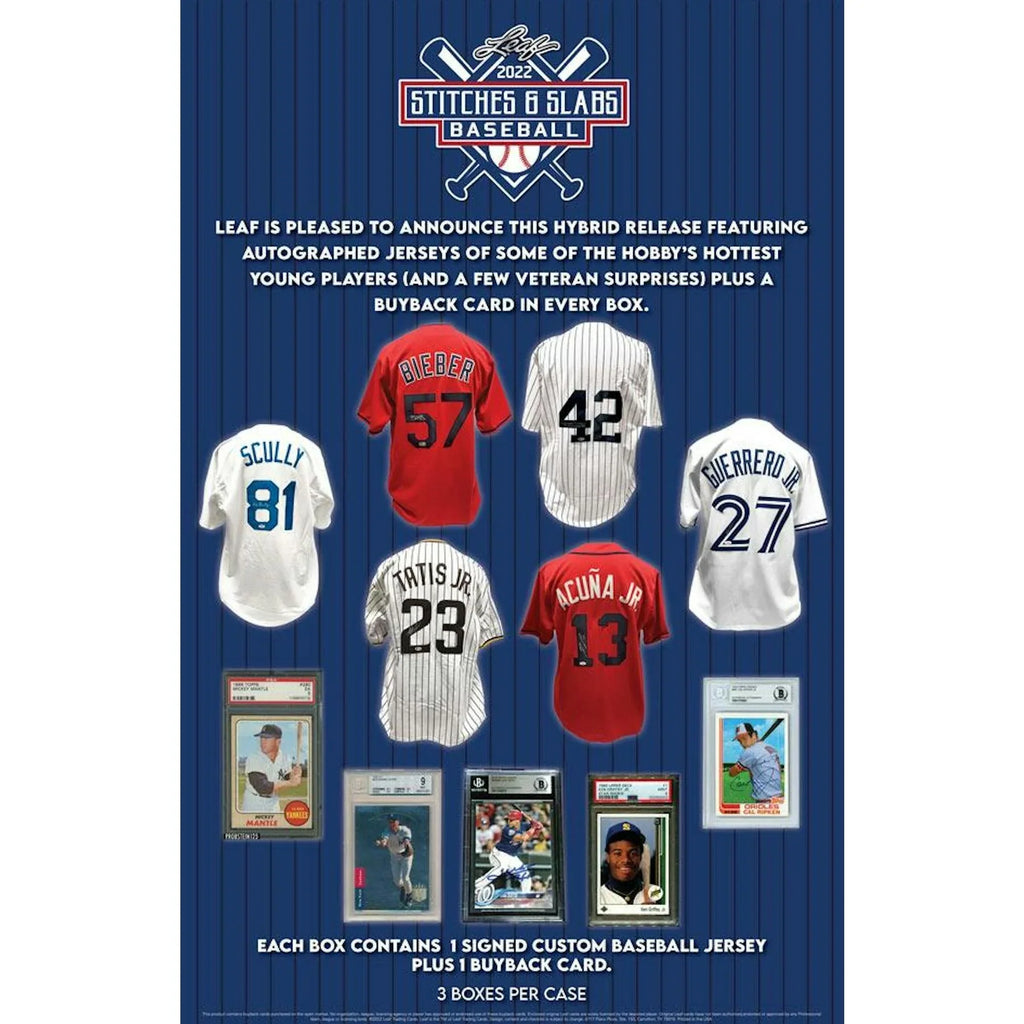 2022 Leaf Stitches and Slabs Baseball Hobby Box (Ships Sealed Only)