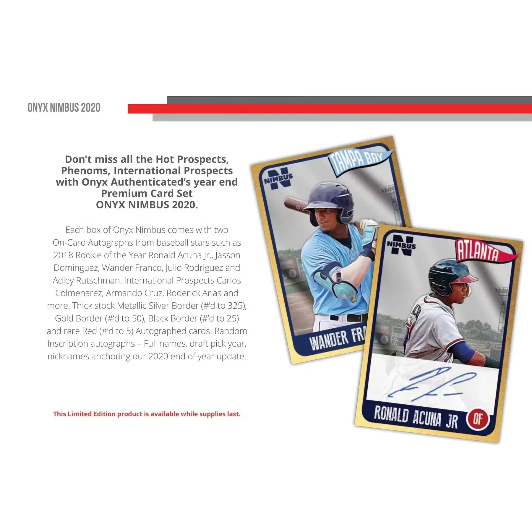 2020 Onyx Nimbus Baseball Hobby Box (Ships Sealed Only)