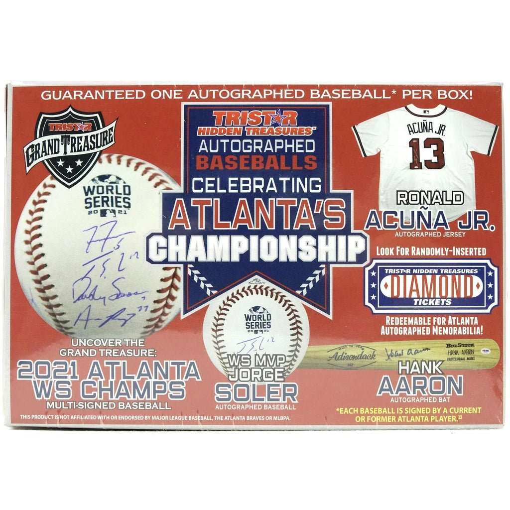 2021 TriStar Autographed Baseball Celebrating Atlanta s Championship Hobby Box (Ships Sealed Only)