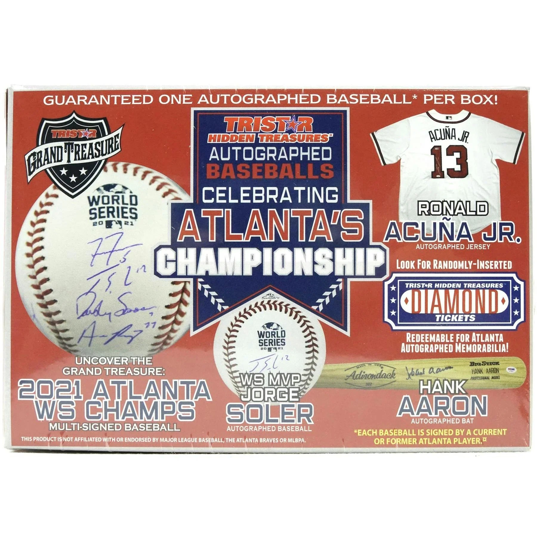 2021 TriStar Autographed Baseball Celebrating Atlanta s Championship Hobby Box (Ships Sealed Only)